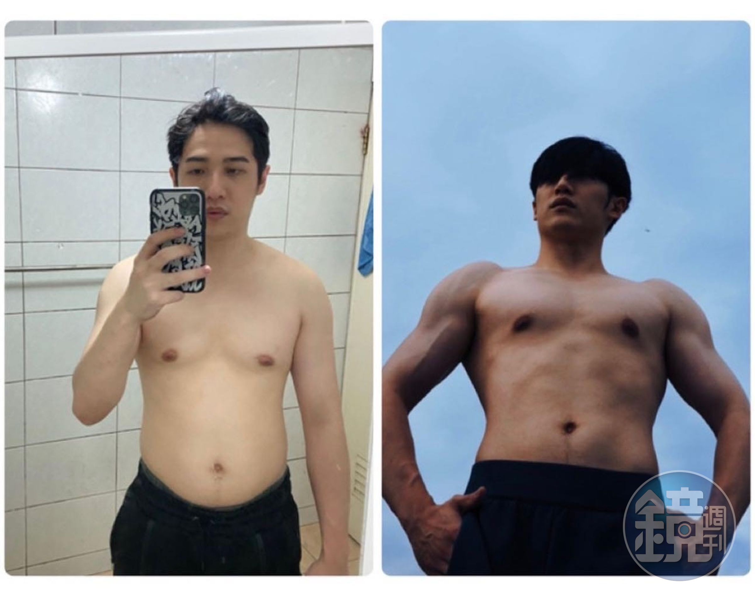 熊仔在社群po出自己瘦身並健身有成的照片。（翻攝自熊仔臉書）