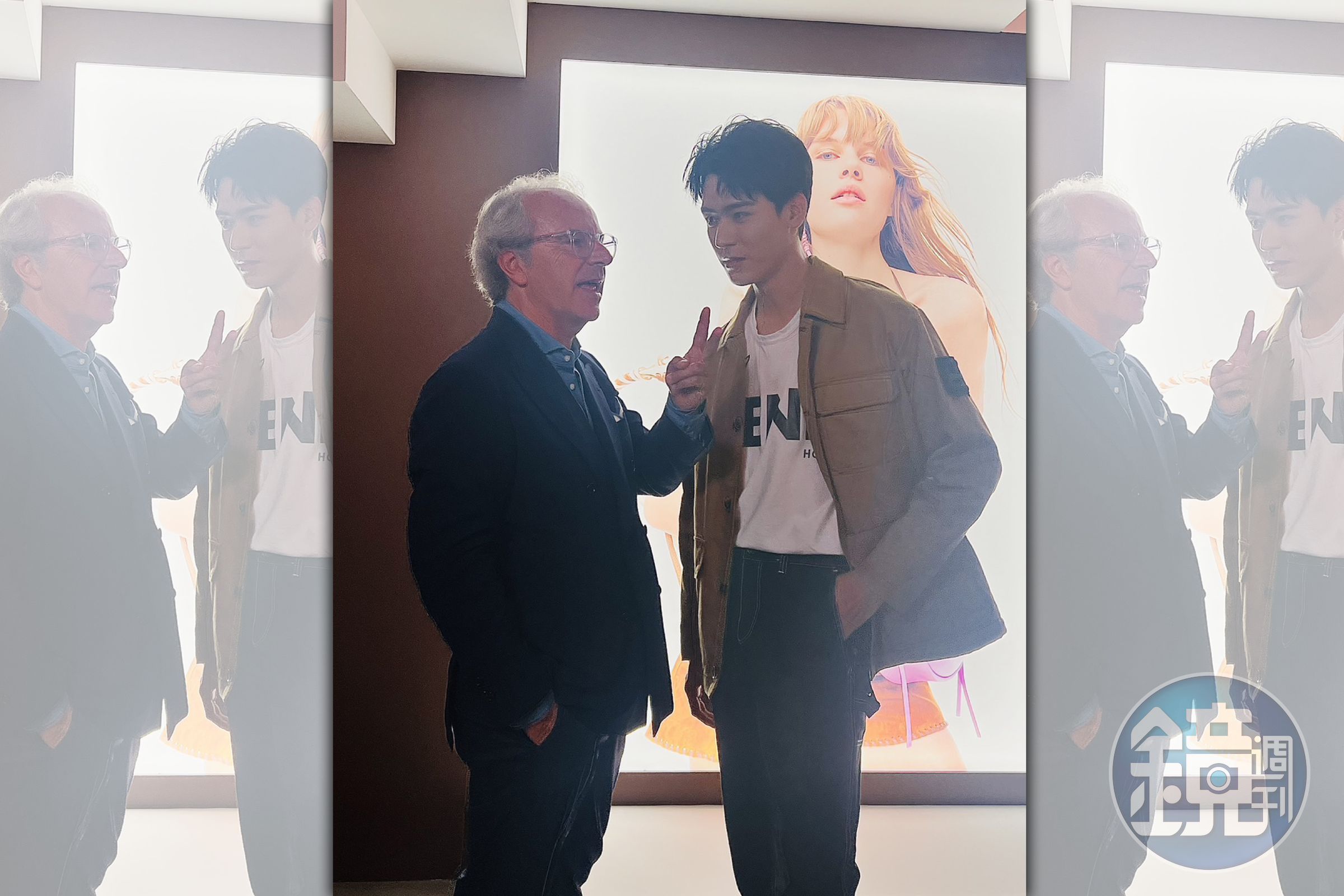 龔俊說要練習英文真的做到,在HOGAN 2024年春夏新品發表會現場能直接與總裁溝通。