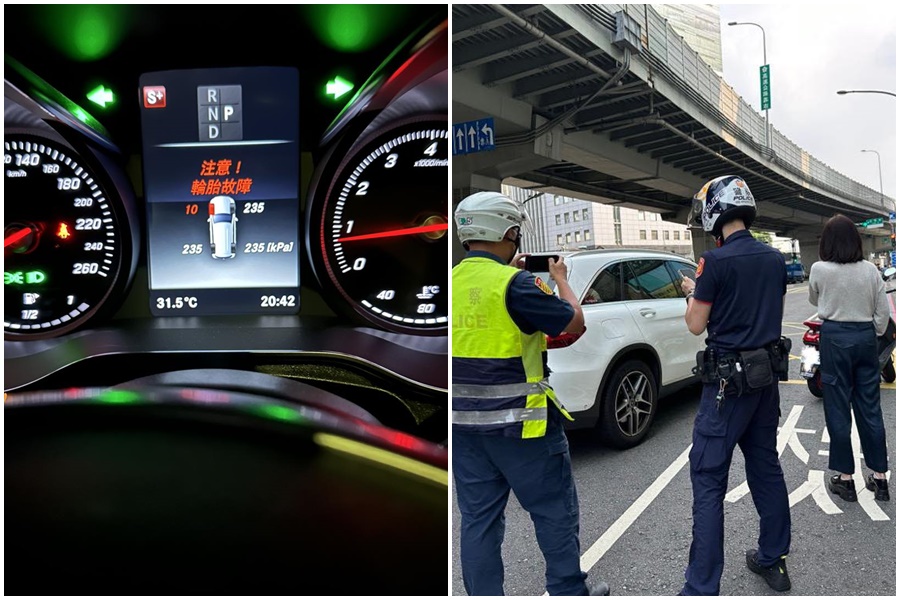 女星何如芸一天竟遇上兩起車禍意外，先是被摩托車攔腰撞上，又在國道上意外爆胎。（翻攝自何如芸臉書）