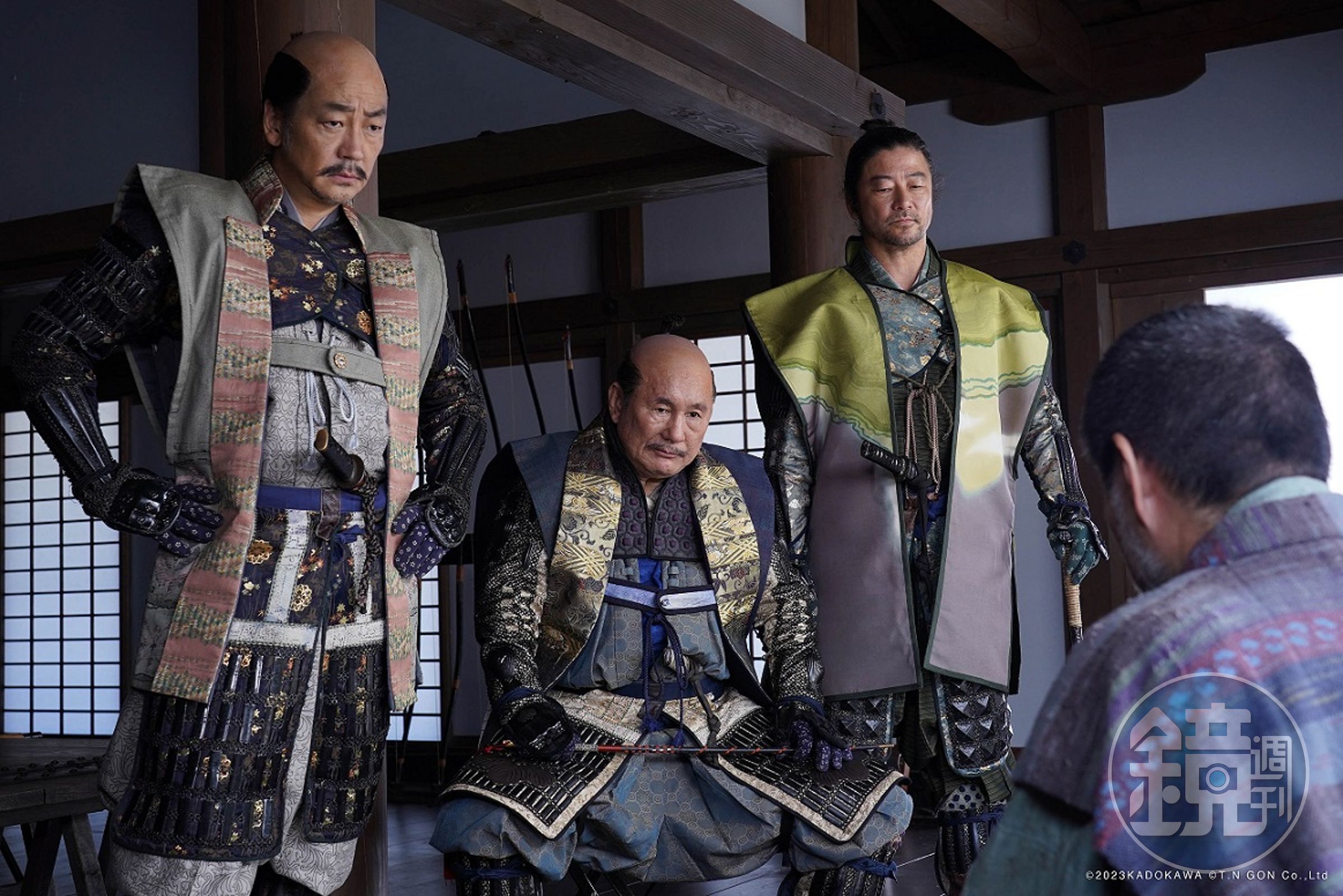 北野武（中）自編自導自演的《首》集結大森南朋（左）、淺野忠信等實力派男神演出。（金馬影展提供）