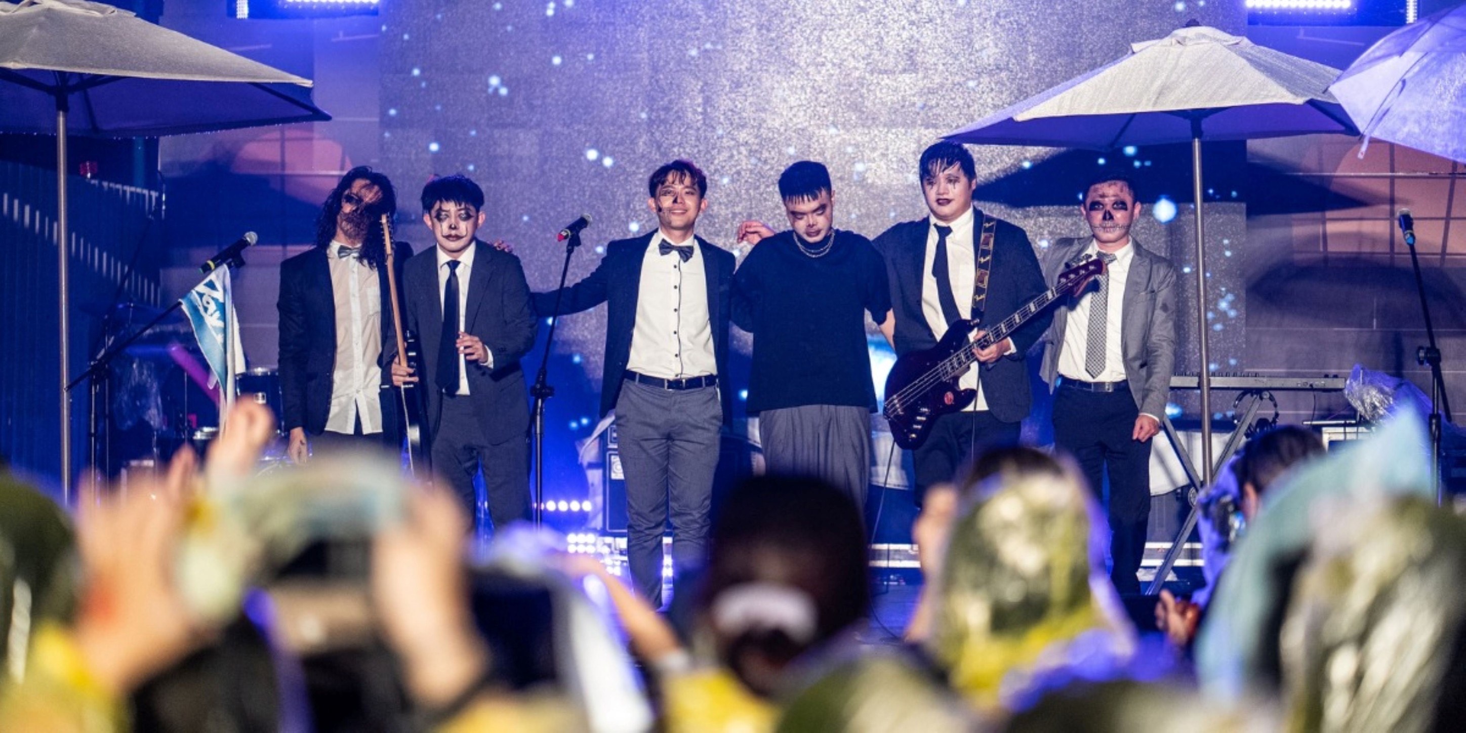 SDN Band參加高雄品味音樂節，當天他們都畫上萬聖節的妝穿著西裝演出。（無限志娛樂提供）