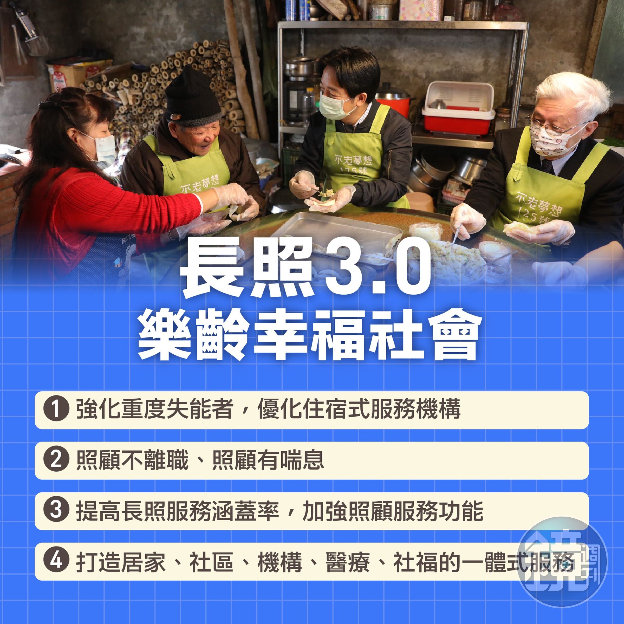 賴清德的長照4目標。(翻攝自賴清德臉書)