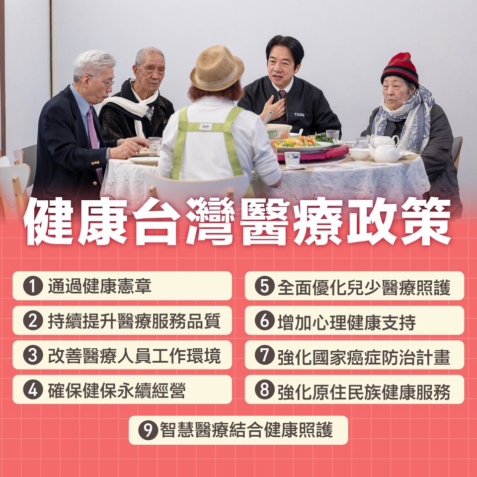 賴清德九大醫療政策。（翻攝自賴清德臉書）