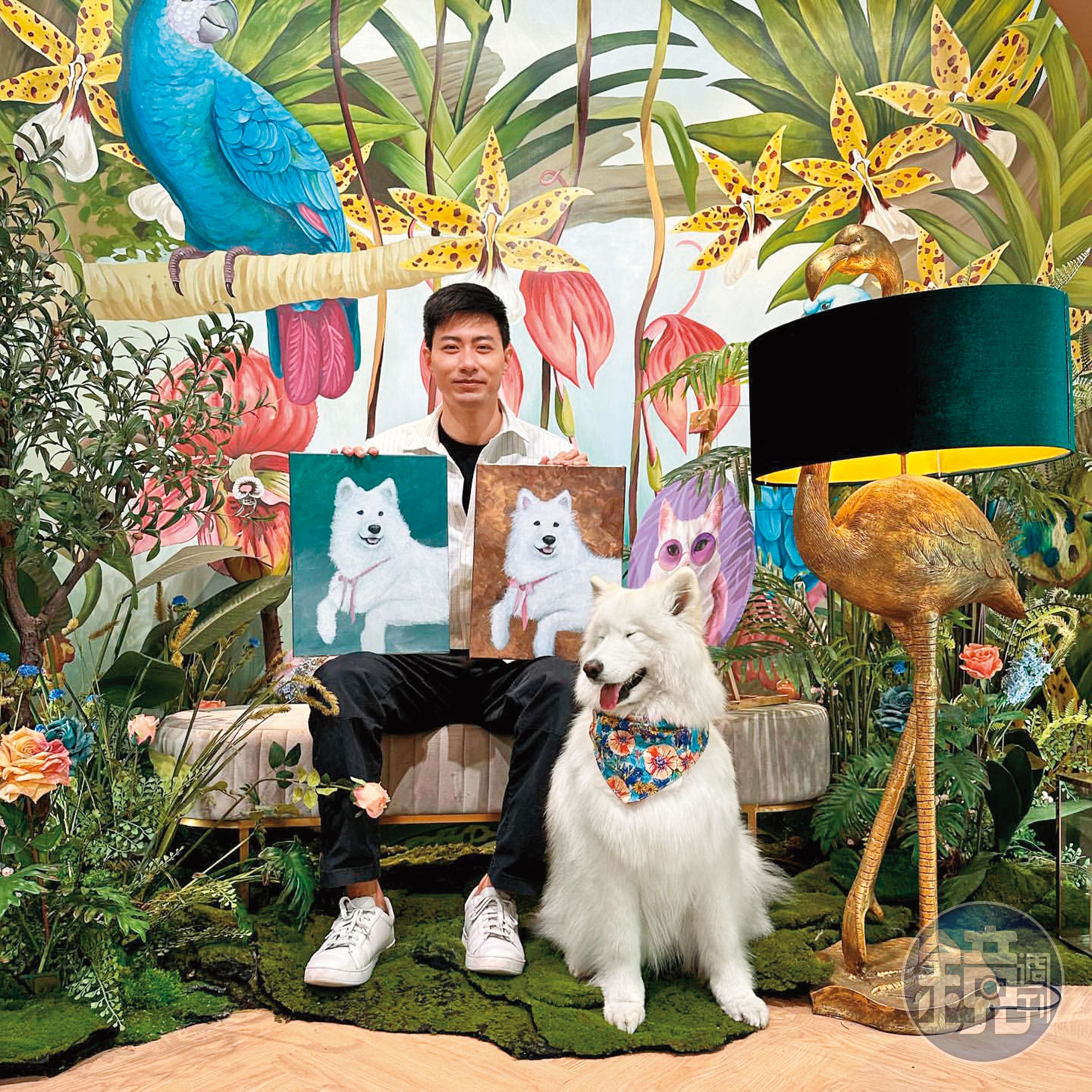 楊時修幾乎24小時陪著多比,前陣子還帶著多比上油畫課。(翻攝自楊時修IG)