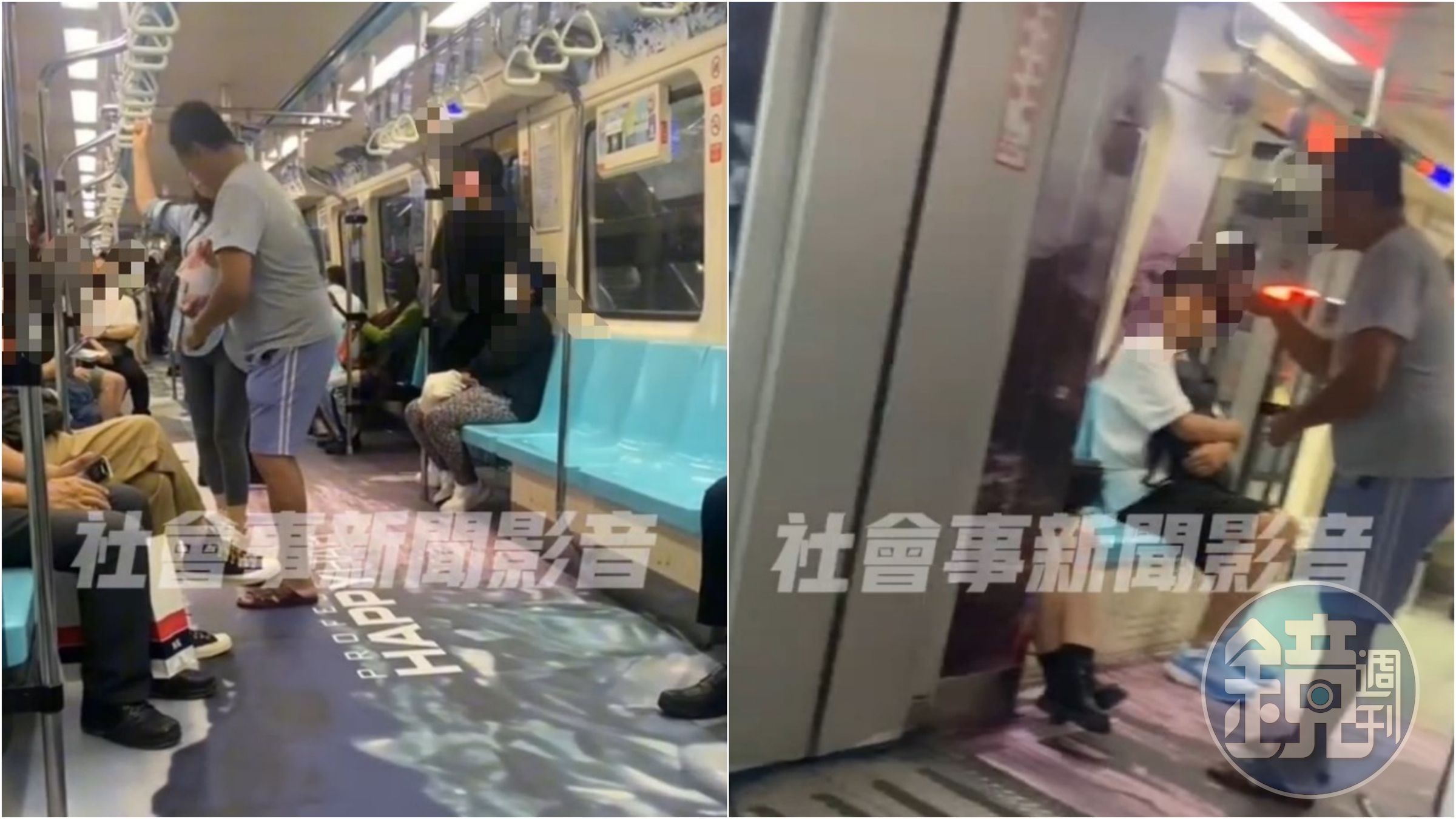 「要錢哥」在捷運車廂內逢人就搭訕要錢,但屢被拒絕。(翻攝自社會事新聞影音)