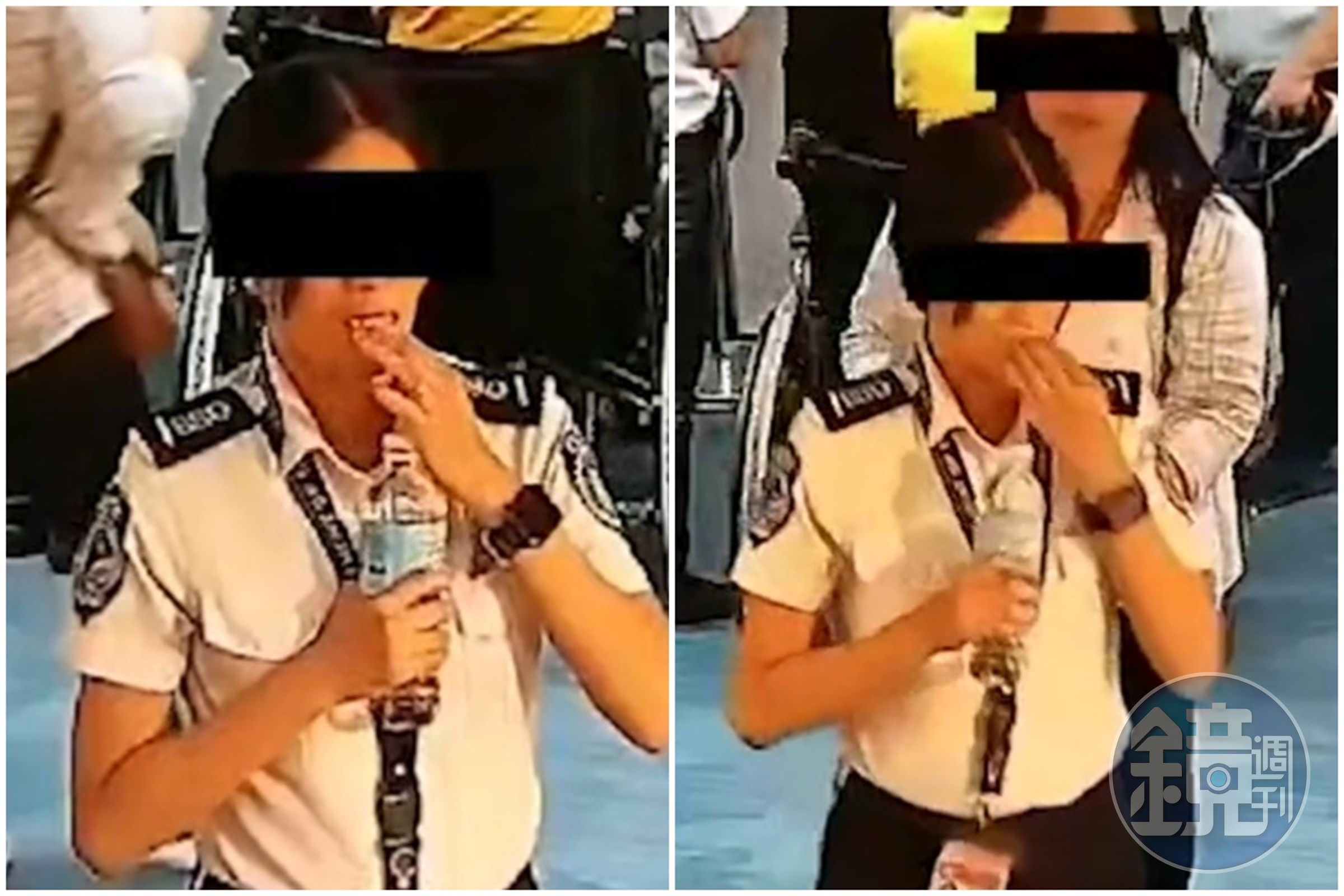 女安檢官莫拉多斯試圖竊取旅客錢財，還試圖將鈔票吞下肚滅證。（翻攝自推特@Newsline_World）
