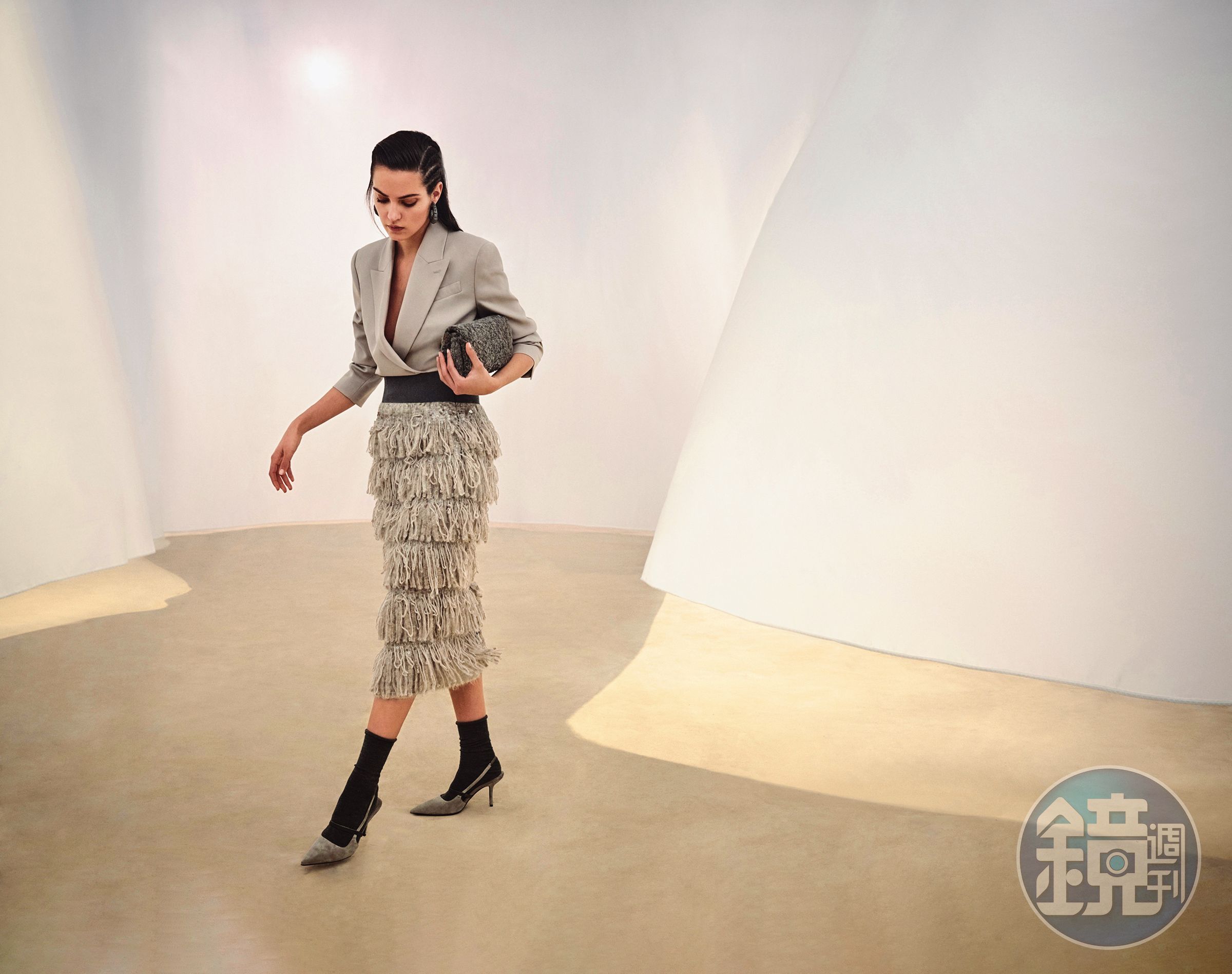喀什米爾羊絨之王」Brunello Cucinelli,加入蓬鬆馬海毛和氂牛毛展現律動感。(Brunello Cucinelli提供)
