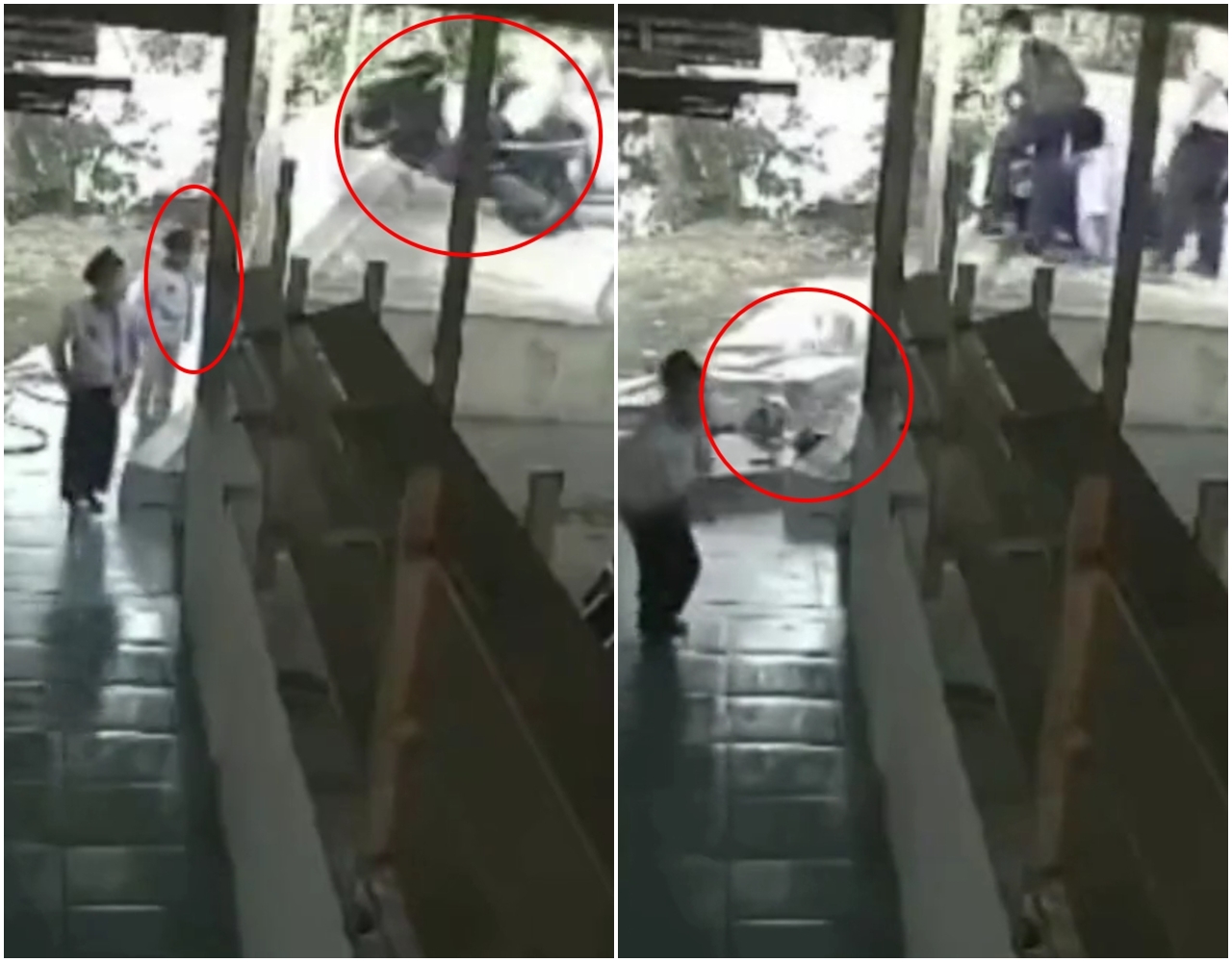 有位13歲少年疑似耍帥表演「翹孤輪」撞上圍牆，導致後方的8歲學童被圍牆砸死。（翻攝自X社群媒體@indo_dailynet）