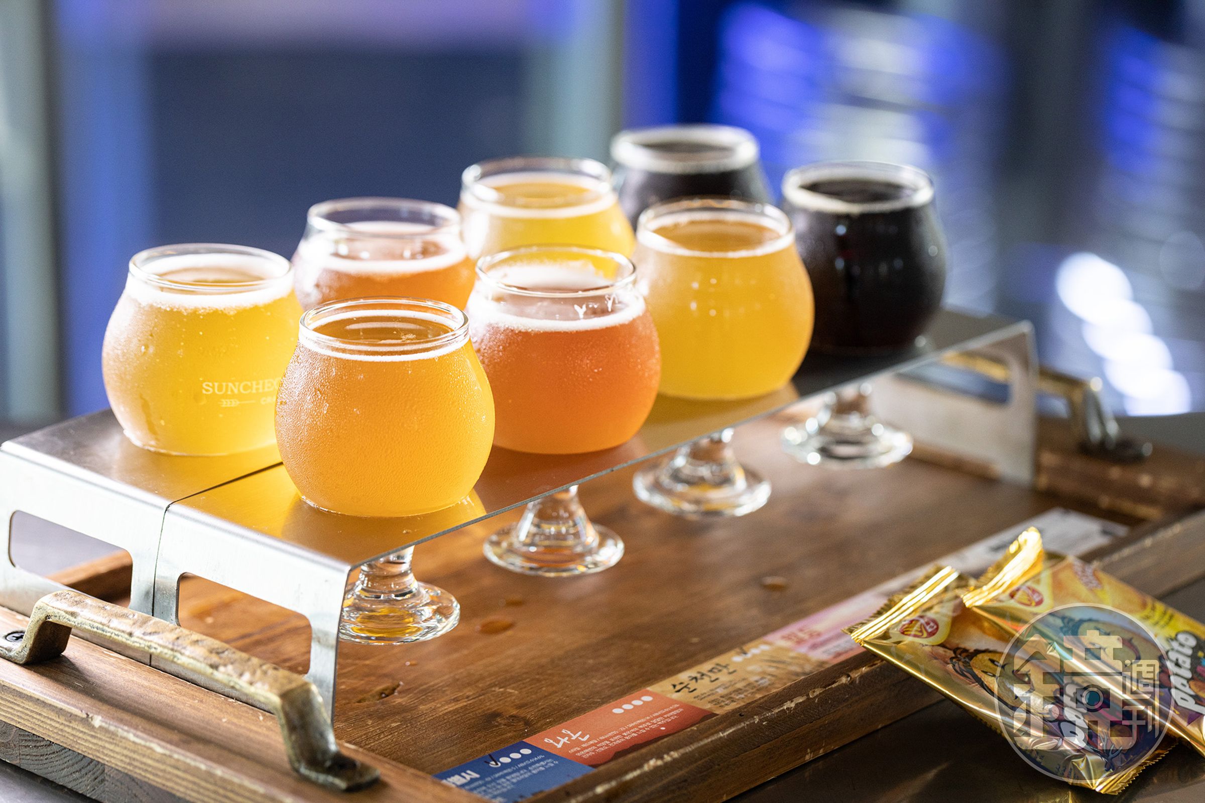 「Four Sampler」可一次品嘗順天特別市、順天灣、樂安邑城、黑鶴等4款啤酒。(16,000韓元/份,約NT$400)
