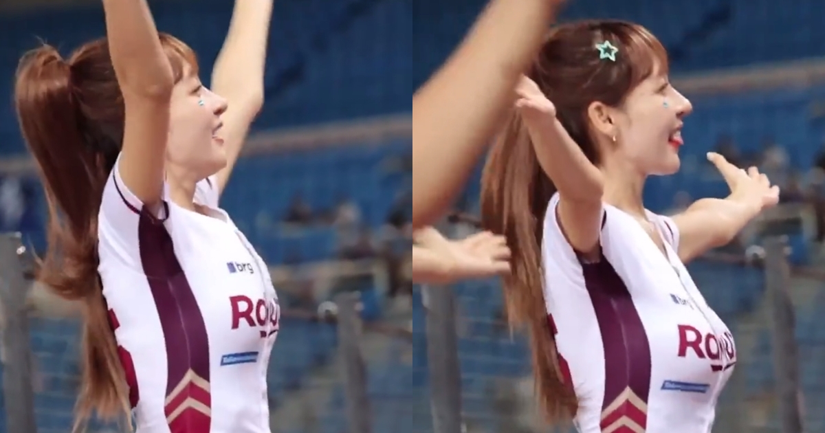 林襄赴日開球知名度更上一層樓，有日本網友慢動作播放過去應援影片欣賞。（翻攝自推特@yodaren1go）