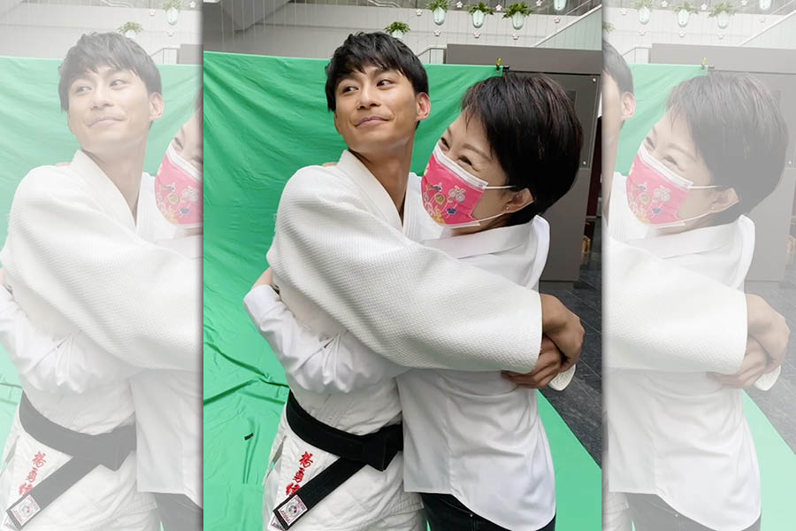 盧秀燕貼出與楊勇緯擁抱的照片，祝賀他亞運摘金。（翻攝盧秀燕臉書）