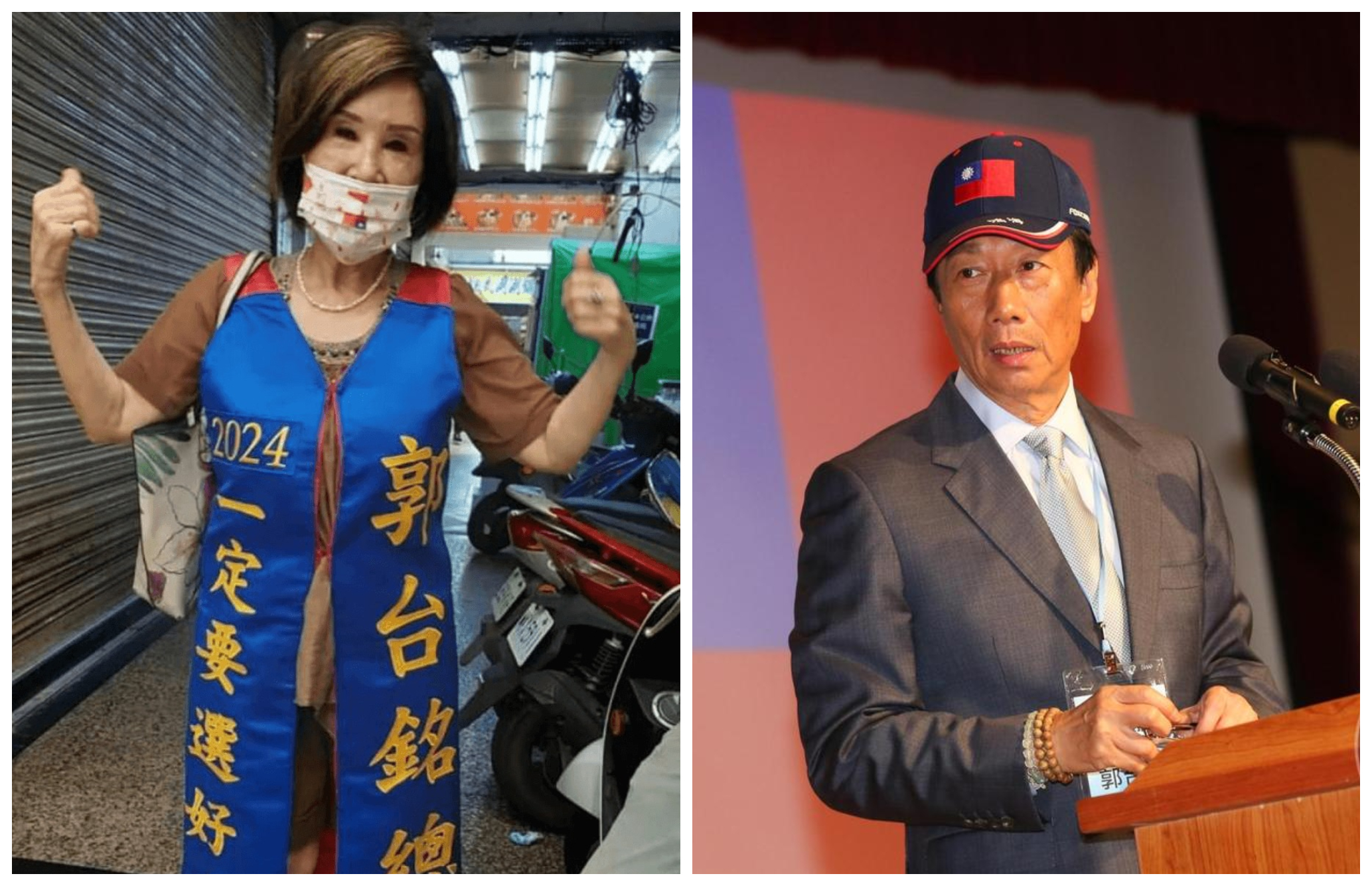 資深女星恬娃（左圖）是郭台銘（右圖）鐵粉。（翻攝恬娃臉書、本刊資料照）