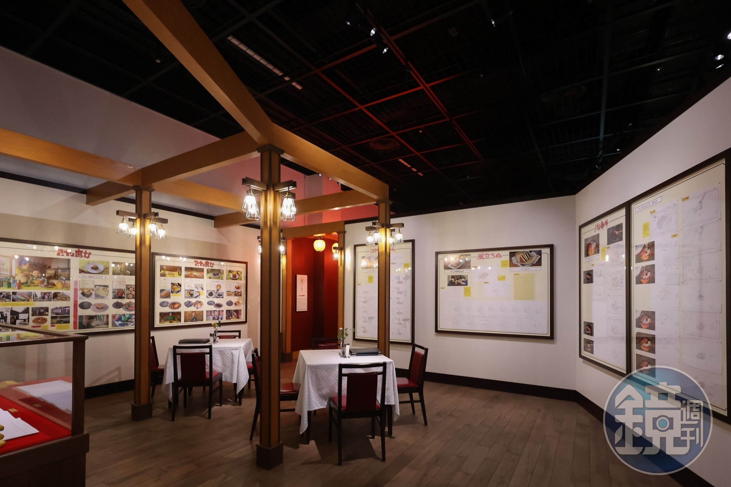 展覽中除有各吉卜力作品中食物、用餐場面的手繪稿外，還有設置與作品中相似的場景。（甲上娛樂提供）