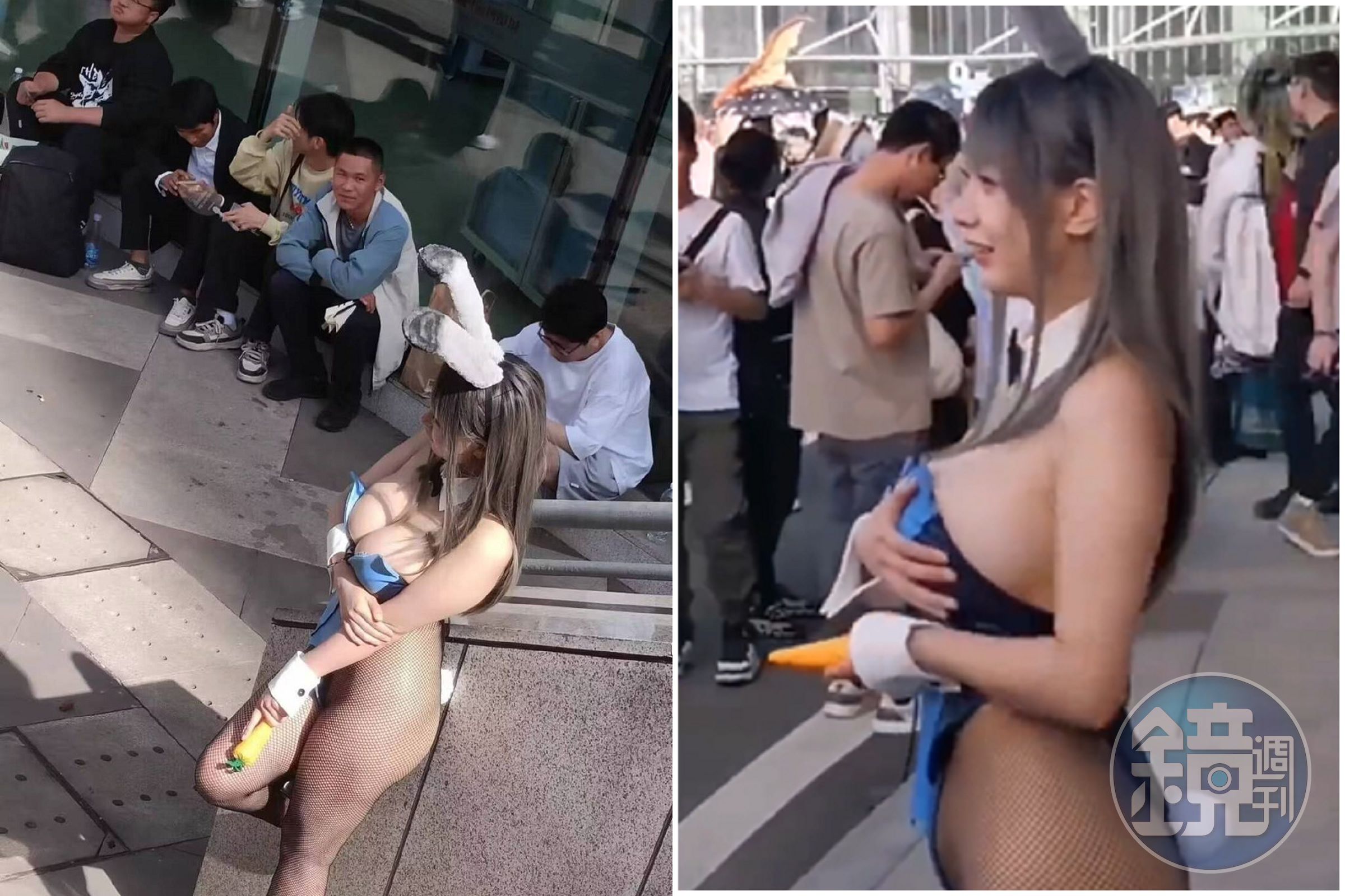 真的太巨了！男人眼神都不一樣，看動漫妹拉衣服聚人心。（翻自微博）