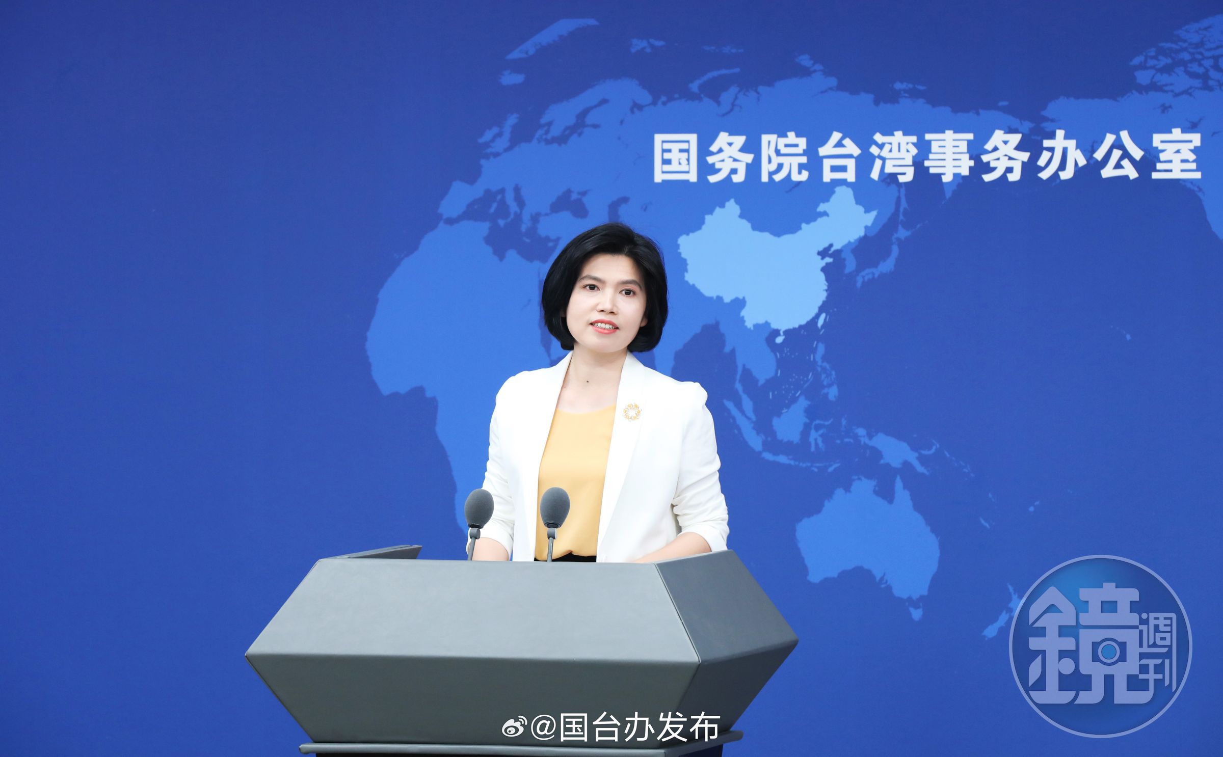 面對兩岸旅遊何時恢復問題,中國國台辦發言人朱鳳蓮未正面回應,反稱「民進黨當局」要取消一切的人為限制。(翻攝自微博@國台辦發布)