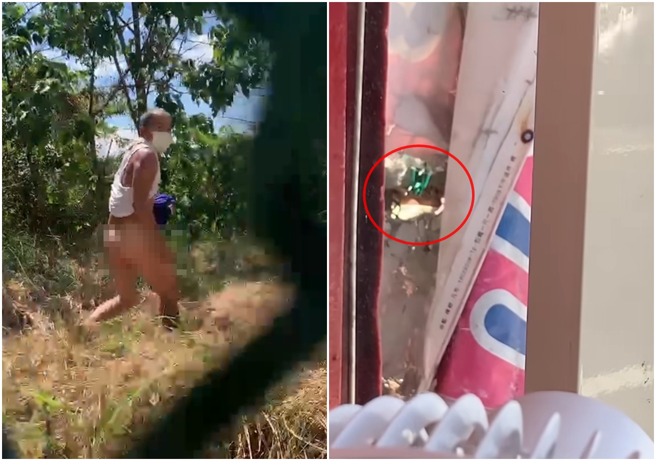 桃園市某檳榔攤發生性騷擾事件，有位色老頭光天化日下偷窺、手淫，被店員逮到才光著屁股逃離。（翻攝自爆料公社）