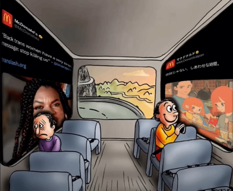 美國網友嘲諷日本與美國麥當勞的廣告差異。(翻攝自推特)