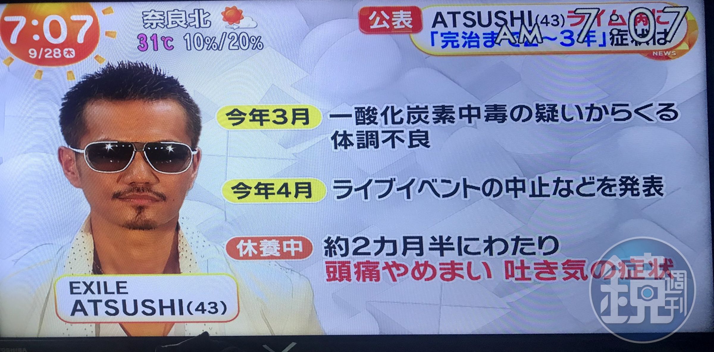 日本節目今早也報導ATSUSHI的近況。(網路圖片)