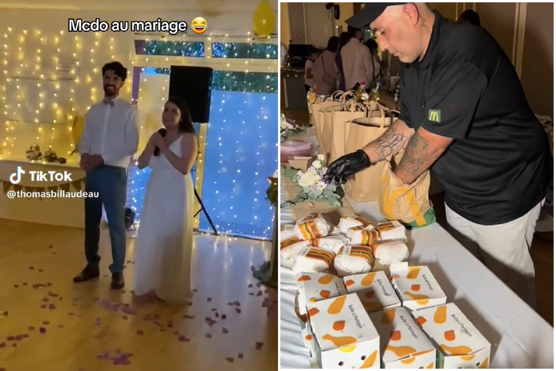 這對新人結婚宴客，全部請吃麥當勞！新娘：大家都愛又便宜。（翻自TikTok）