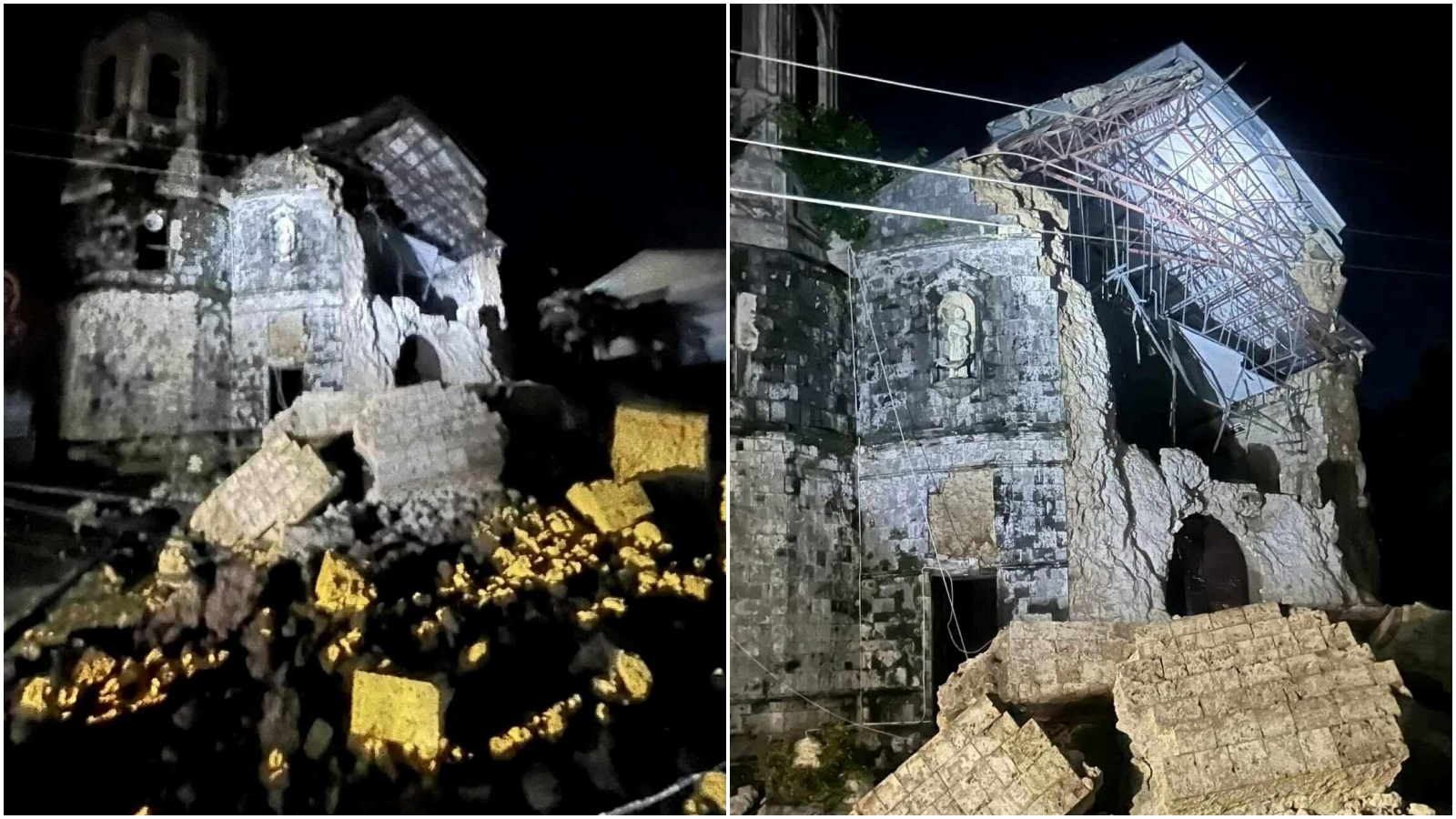 菲律賓宿霧6.9強震，有教堂一半倒塌。（翻攝自X@The Philippine Star）