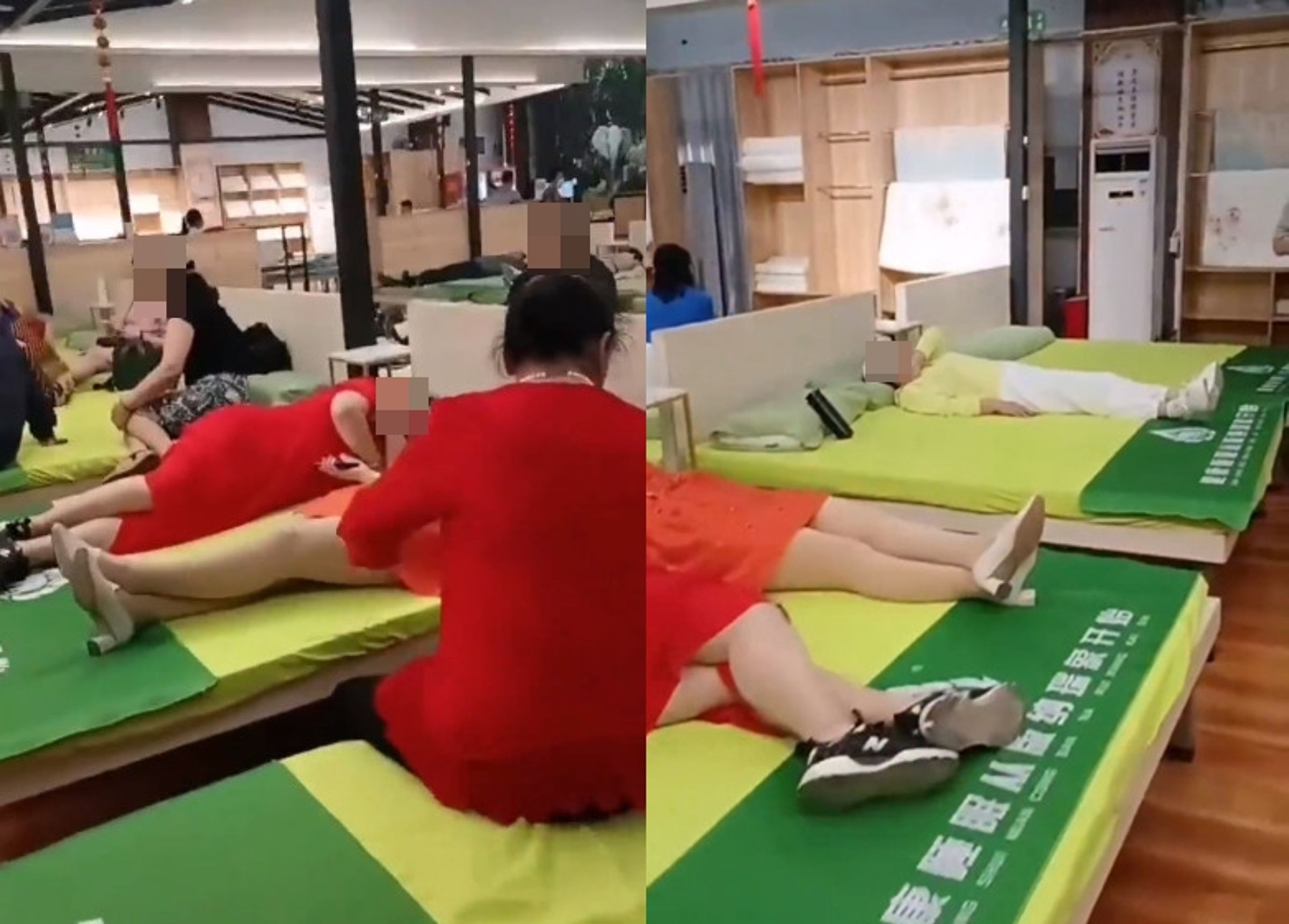 雲南發生一起導遊強迫消費事件，37名團員直接躺在店內反擊，拒絕購買。（翻攝微博）