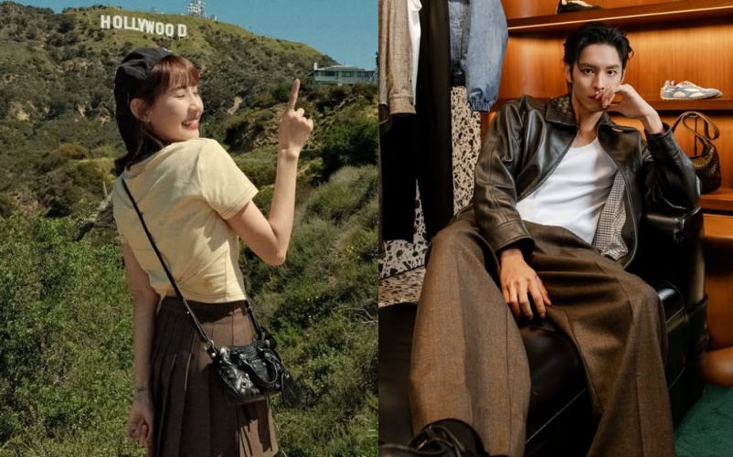 曹佑寧（右）出席活動，首度回應粿粿（左）摟腰爭議，強調彼此僅是節目認識，無私交。（翻攝自instagram@meigo.c / instagram@tsaoyuning）