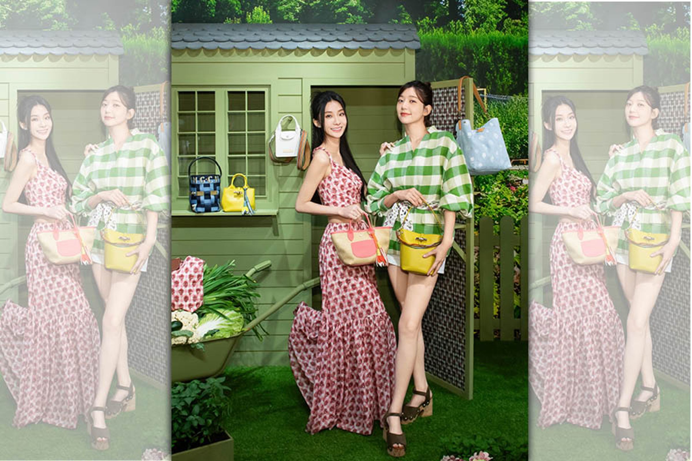 (左起)陳華與郭雪芙出席LONGCHAMP 2025夏季系列LIVE GREEN!媒體預覽會。(LONGCHAMP提供)