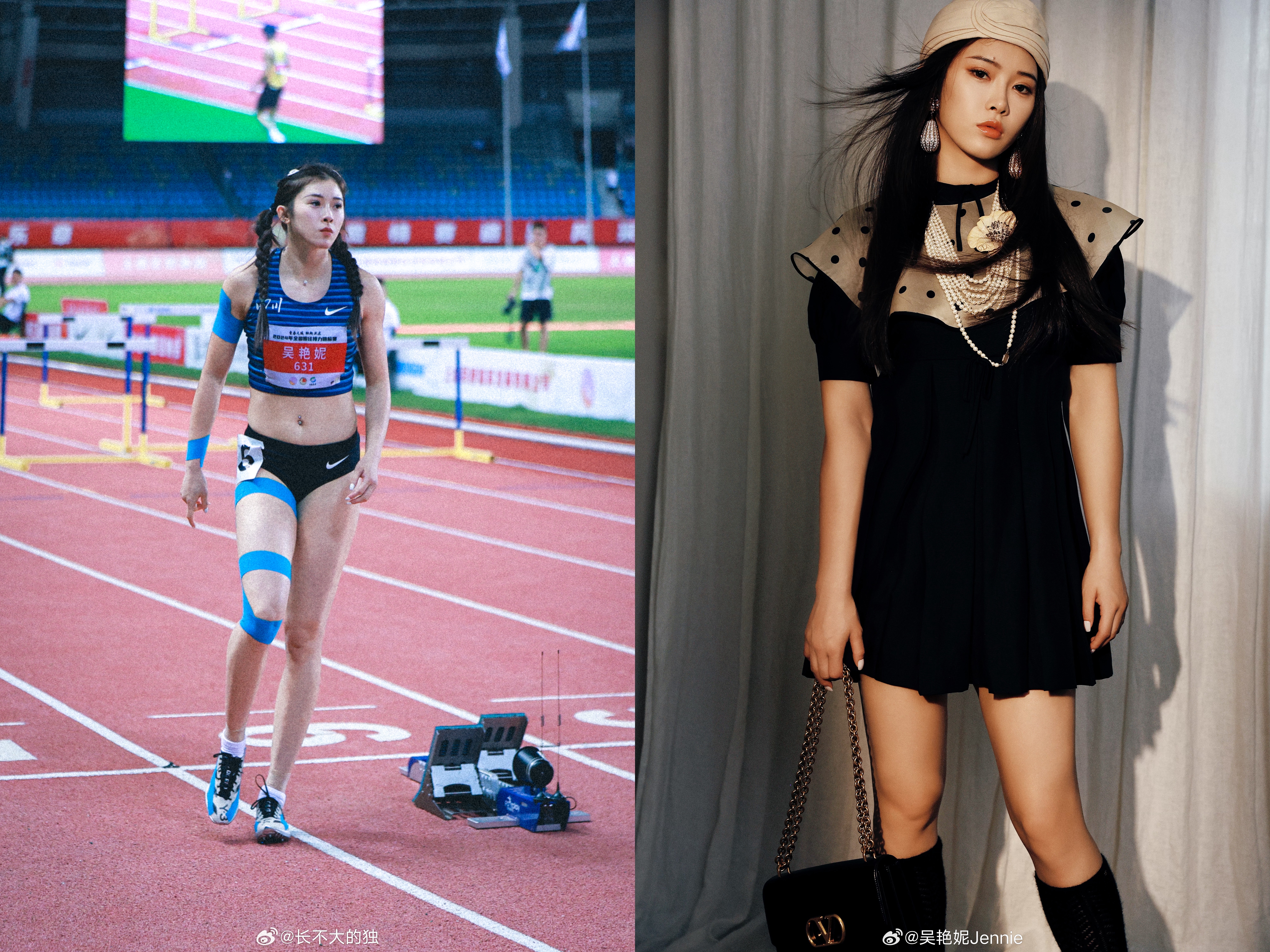 吳艷妮因亮麗的外型，被封為百米「跨欄女神」。（翻攝微博）
