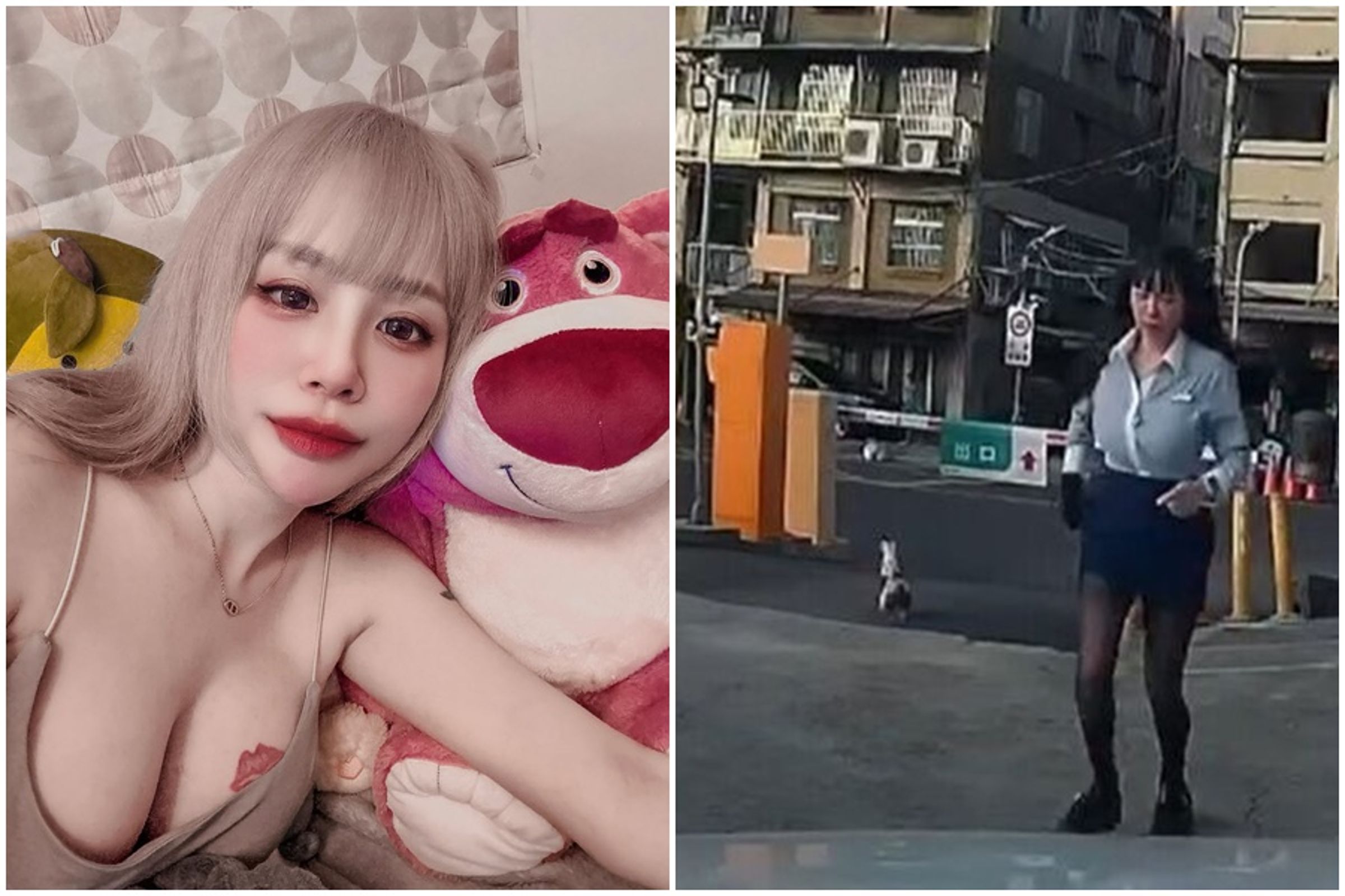 高雄一名長髮氣質OL在停車場被公雞追,被網友神到IG了。(翻攝自Threads、IG@yian422)