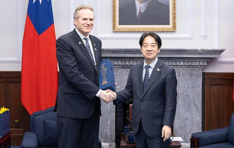 賴清德上個21日上午接見美國阿拉斯加州州長鄧利維（Mike Dunleavy）。（總統府提供）