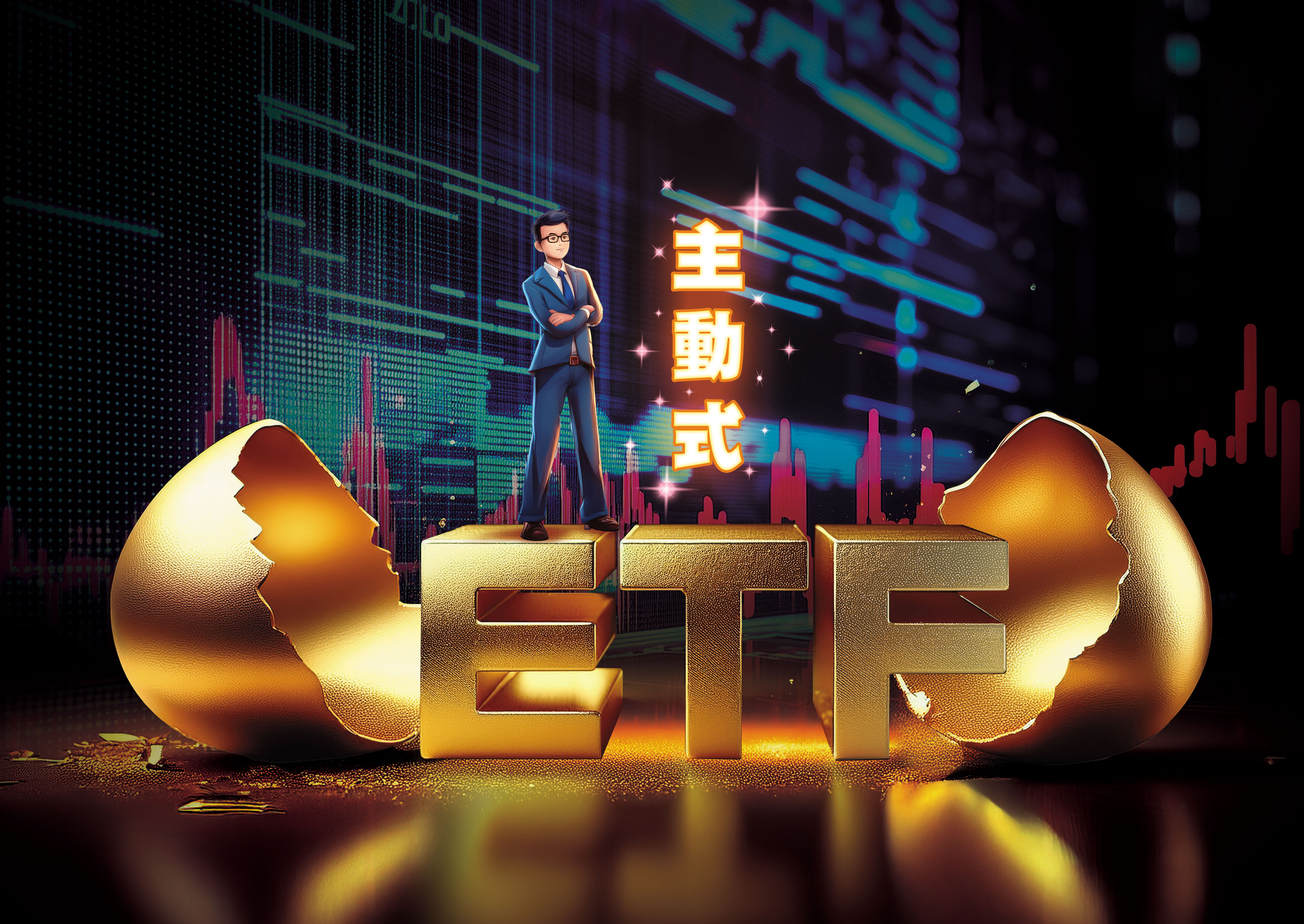 主動式ETF是今年推出的新產品，目的在打敗大盤，操作策略及經理人相對重要。（AI繪圖Adobe Firefly生成，本刊美術組後製）