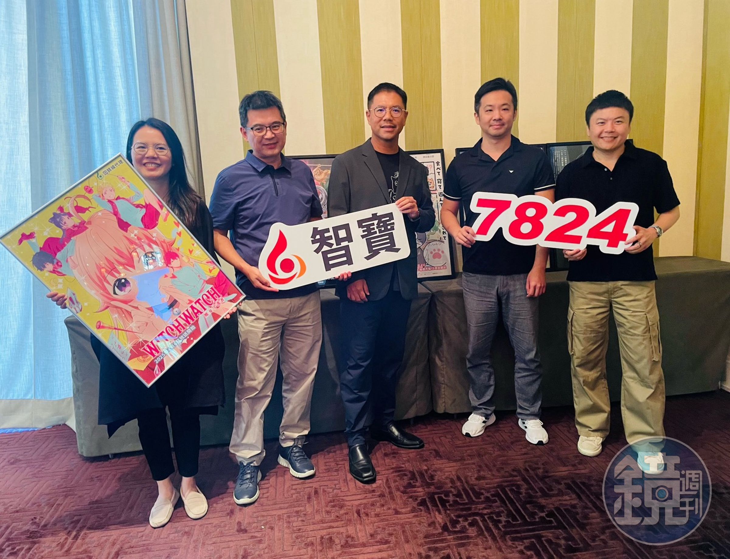 手握逾百個動漫IP的智寶國際，將於9/18登錄興櫃。董事長鄧橋(右二)表示，將積極取得大型、頂級的自有及代理IP，持續放大IP開發量能。