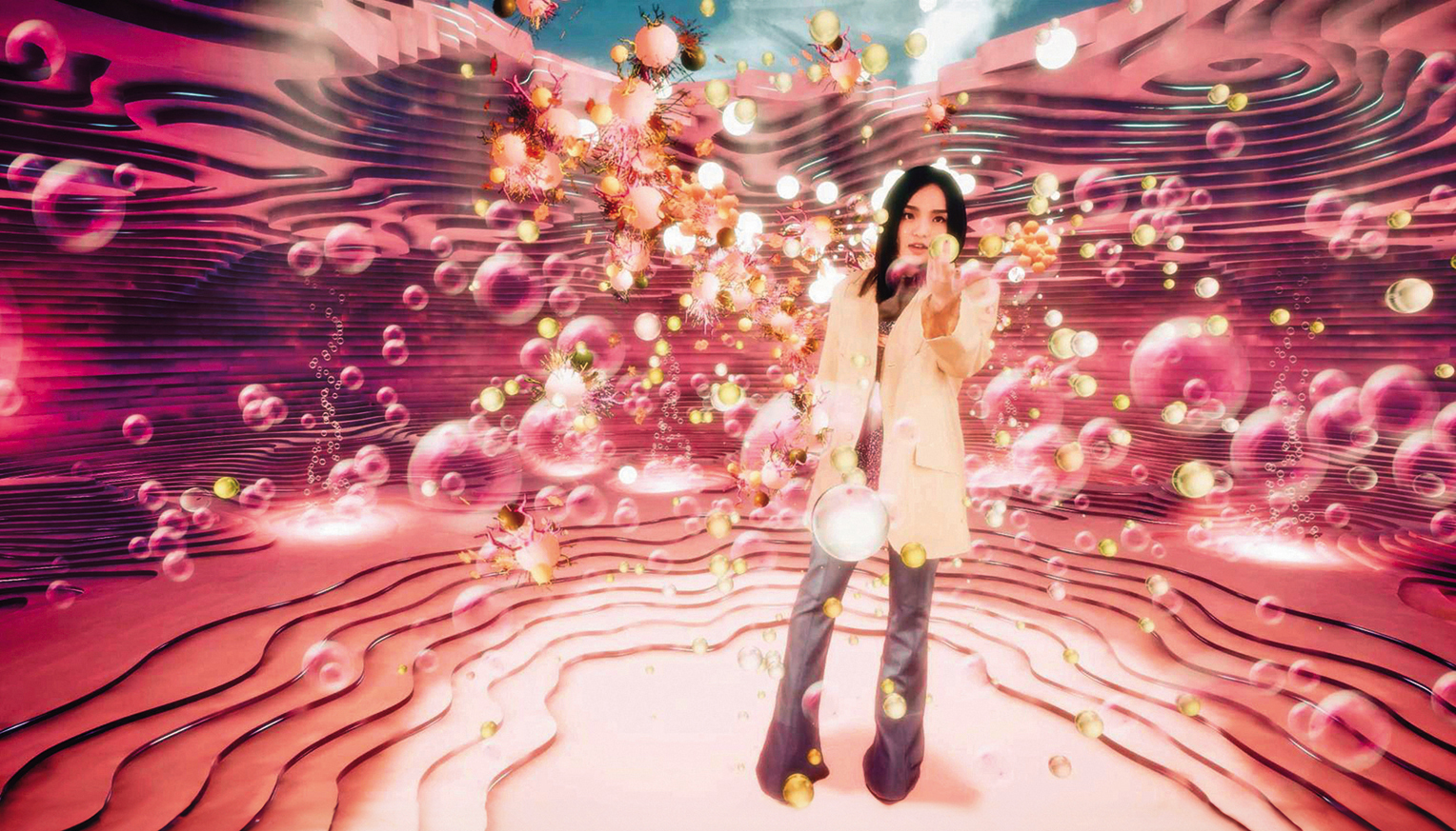 BEATDAY成立初期以元宇宙演唱會為主力產品,圖為2022年徐佳瑩在BEATDAY的演出畫面。(HTC VIVE ORIGINALS提供)