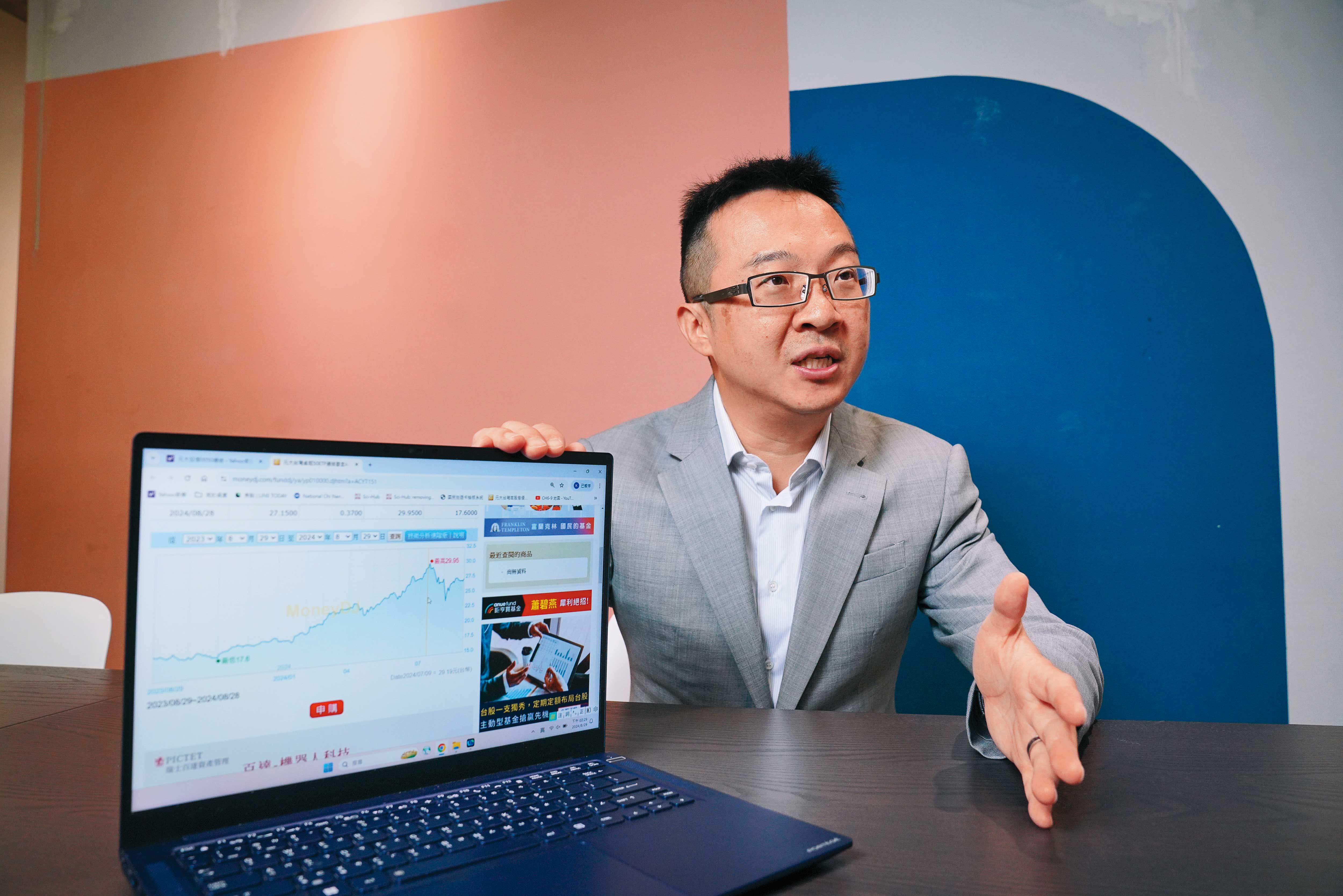 有別於一般大眾熱愛配息型產品，財金教授柯冠成以「0050連結基金-不配息級別」作為核心部位。