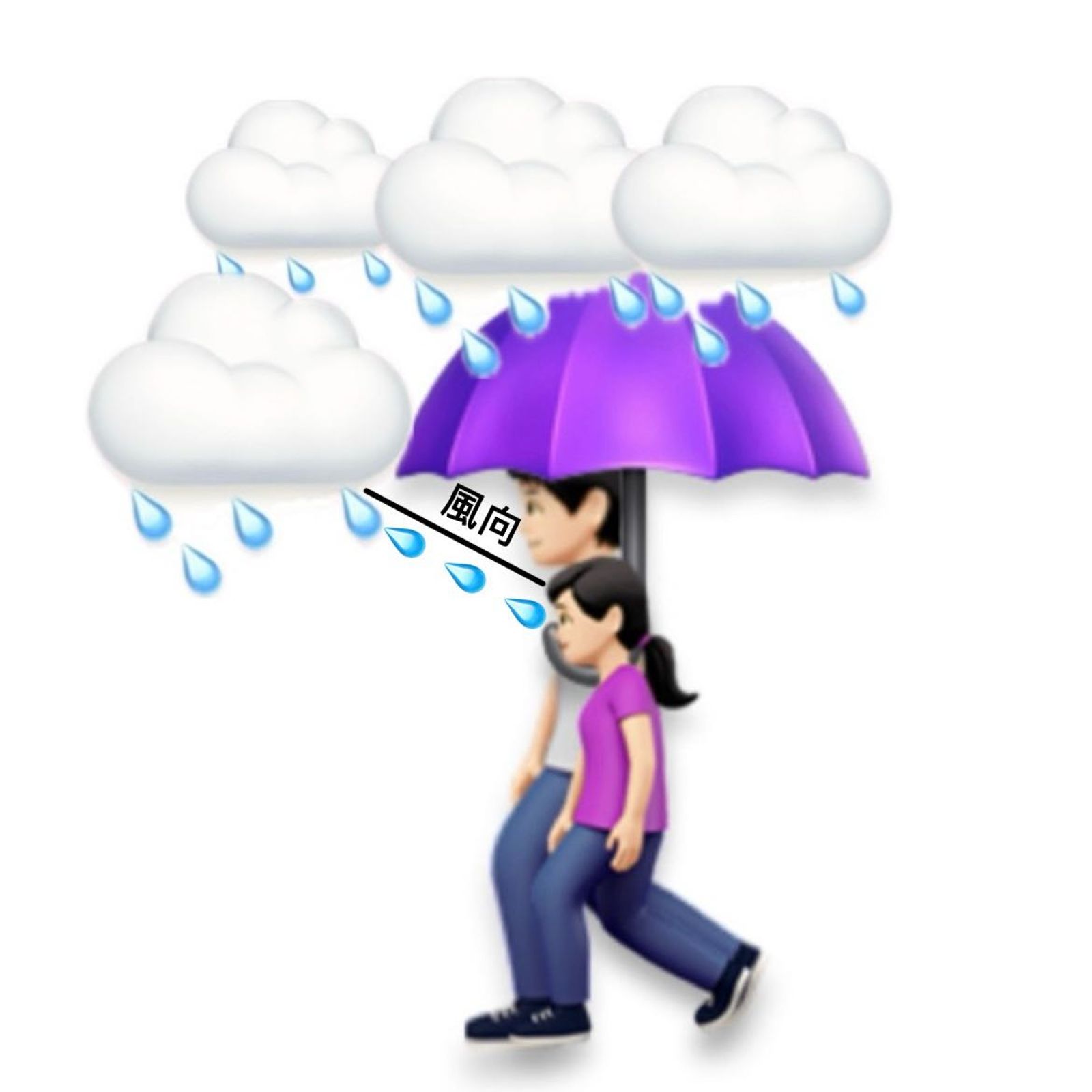 因為身高差的關係，就算撐雨傘，女生一樣會被噴得滿臉都是雨。（翻攝／Dcard）