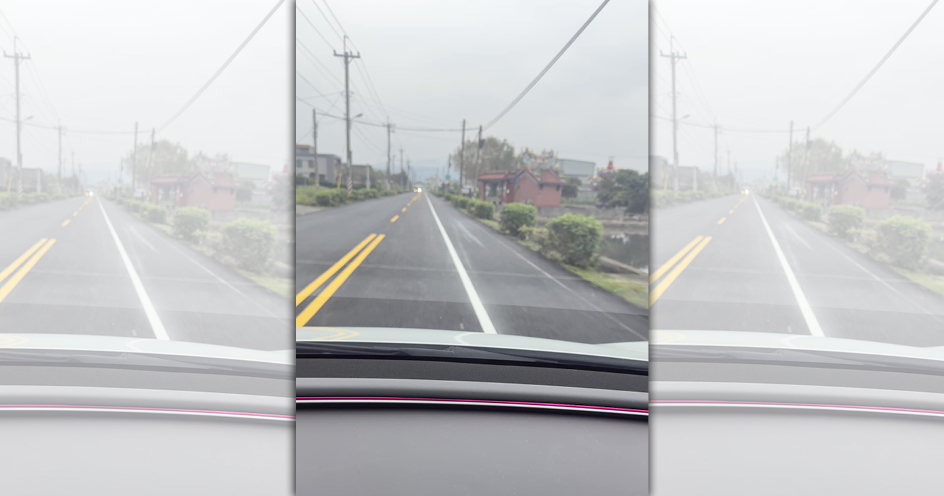 宜蘭縣冬山鄉柯林路的道路中央被畫上白線後車道狹窄，掀起民眾討論。（翻攝臉書社團「宜蘭知識+」）