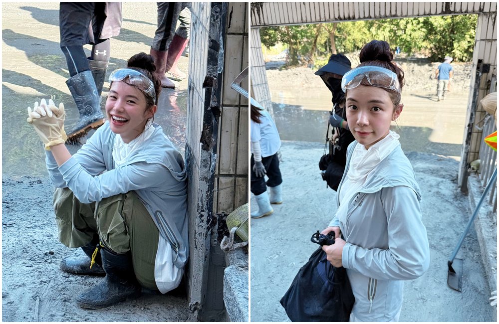李多慧日前赴花蓮救災，當「鏟子超人」。（翻攝le_dahye IG）