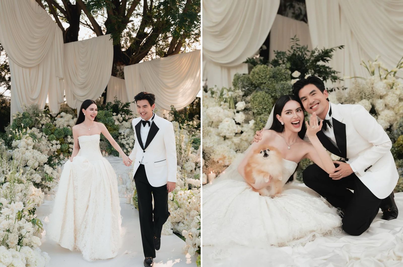 Mai手戴15克拉鑽戒，與Ter舉辦婚禮。（翻攝IG）