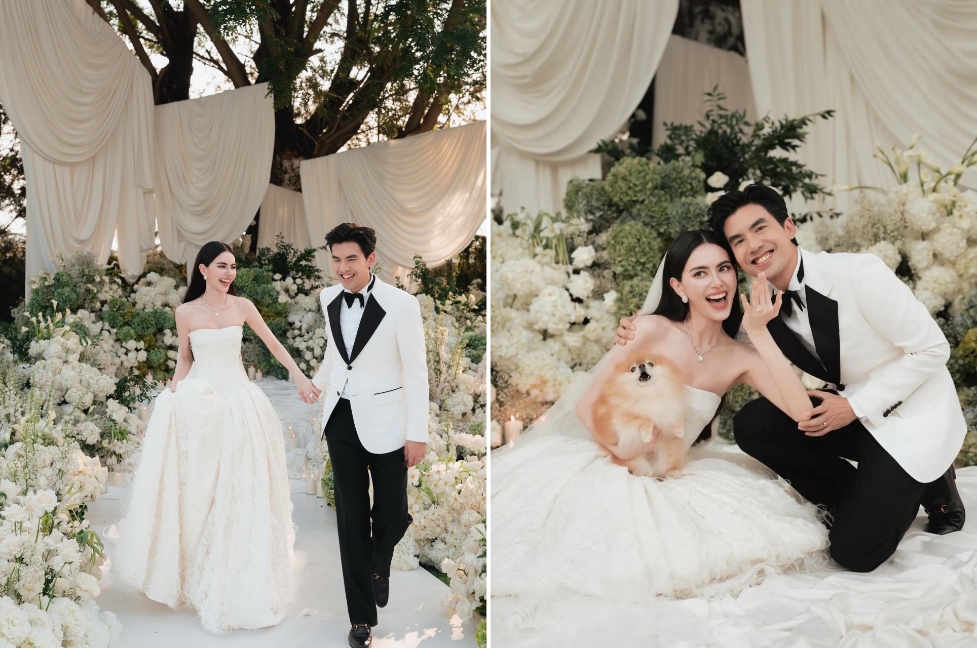 Mai手戴15克拉鑽戒，與Ter舉辦婚禮。（翻攝IG）