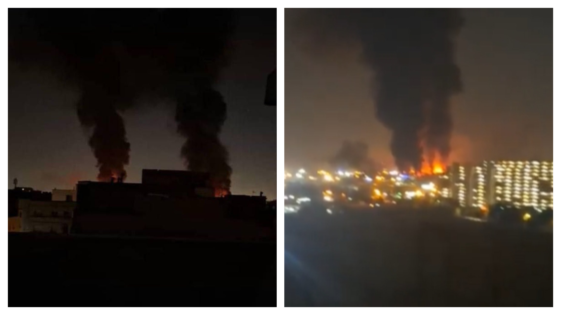 伊朗位於德黑蘭的梅赫拉巴德國際機場在爆炸聲後發生火警，其具有重要的戰略位置。（翻攝自X@NiohBerg、@MichaelSCollura）