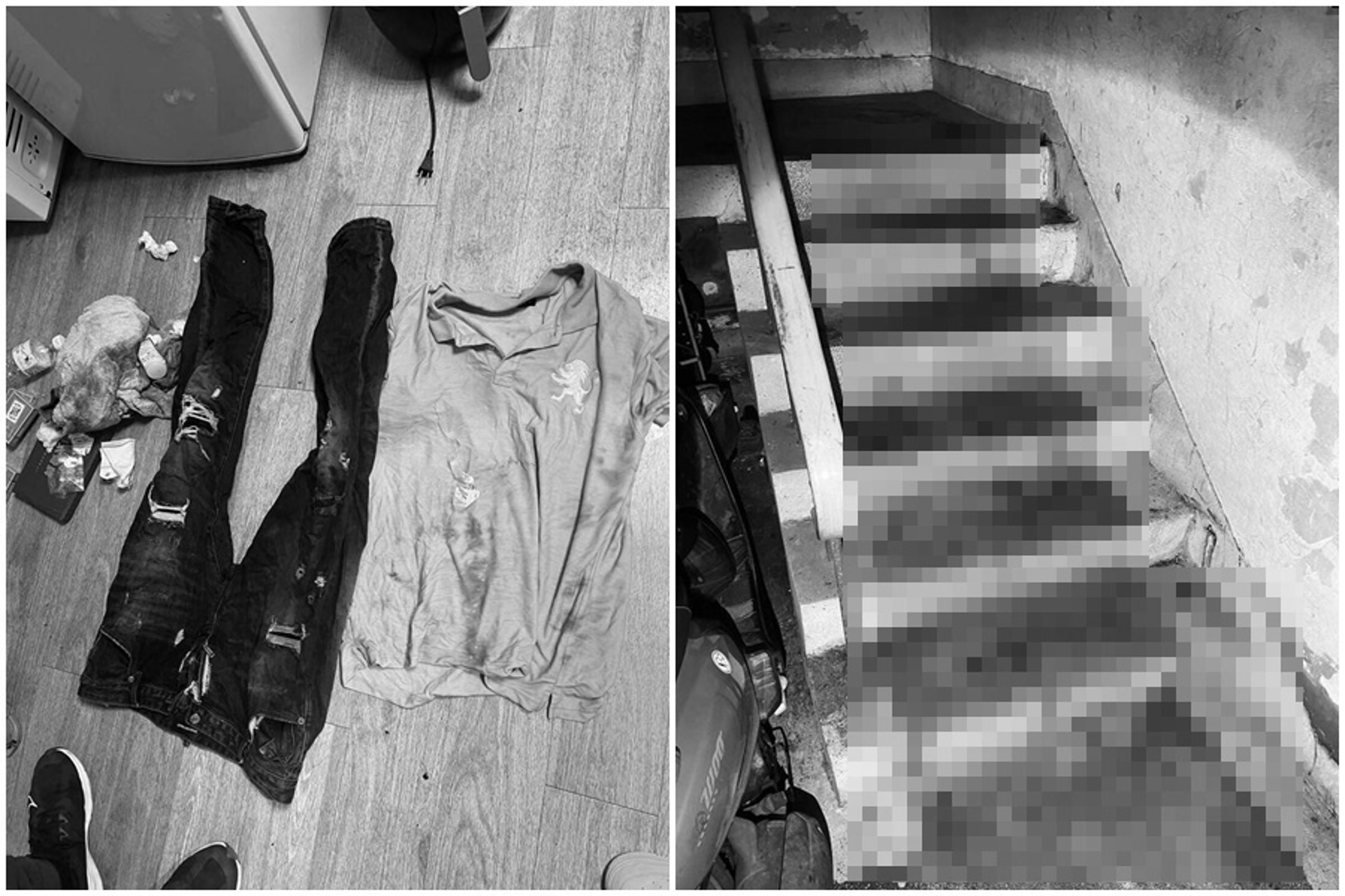 警方循線搜索黃男住處,找到血衣、凶刀,但他已經逃逸無蹤。後經調閱監視器,查出黃男上計程車地點,在循著血跡找到案發的黃男租屋處。(翻攝畫面)
