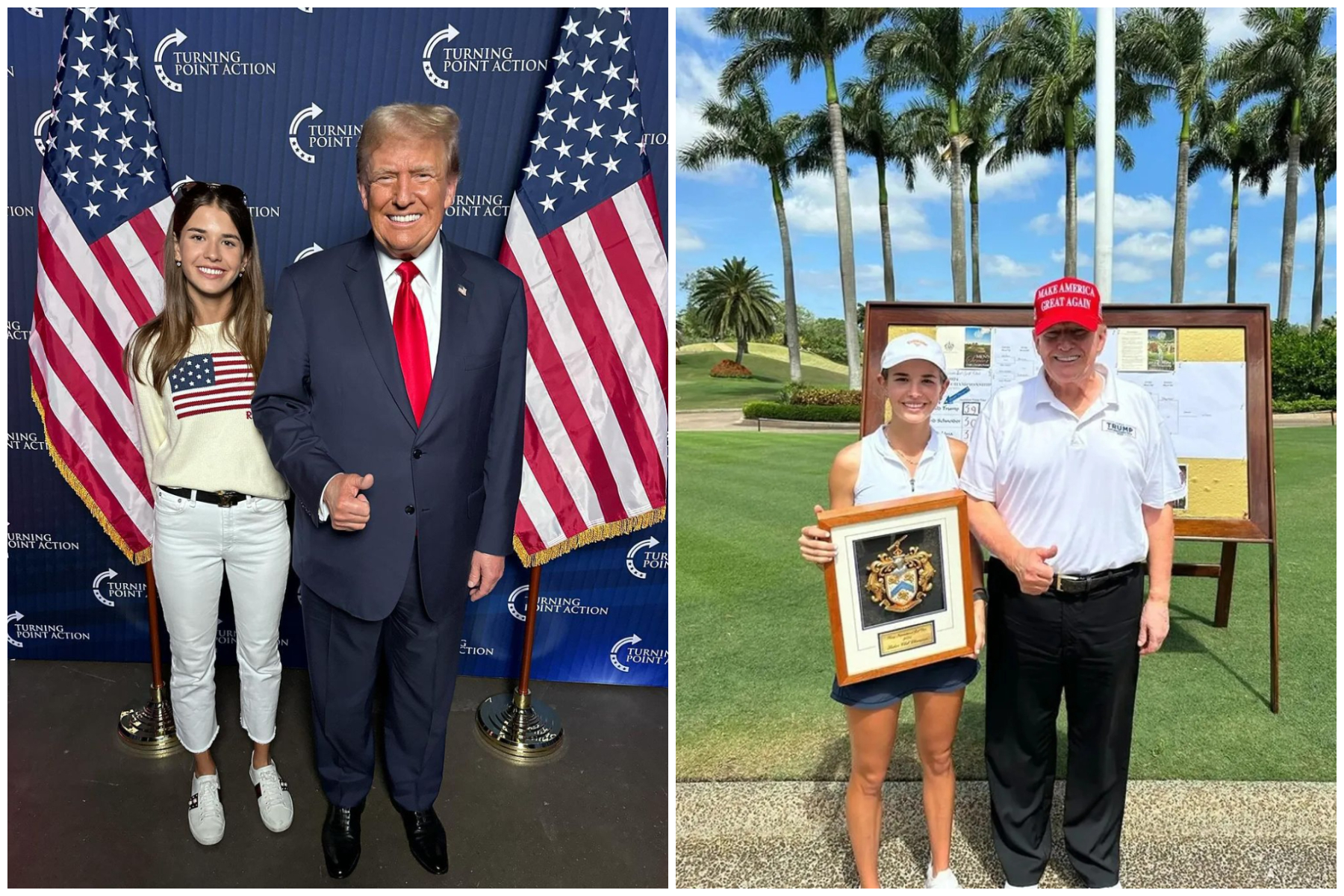 凱伊與爺爺川普感情好，會一起切磋高爾夫球球技。（翻攝kaitrumpgolfer IG）