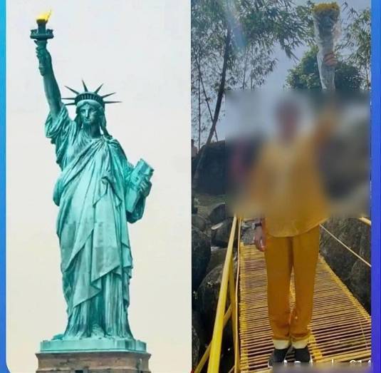 阮女網站有各種P圖照直指其為神佛化身(自由女神)。(警方提供)