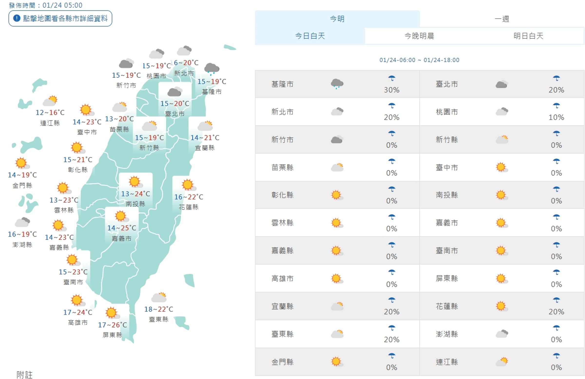中央氣象署說明今日天氣狀況。(翻攝自中央氣象署)