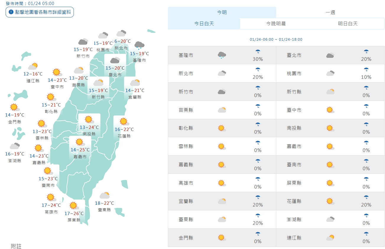 中央氣象署說明今日天氣狀況。（翻攝自中央氣象署）