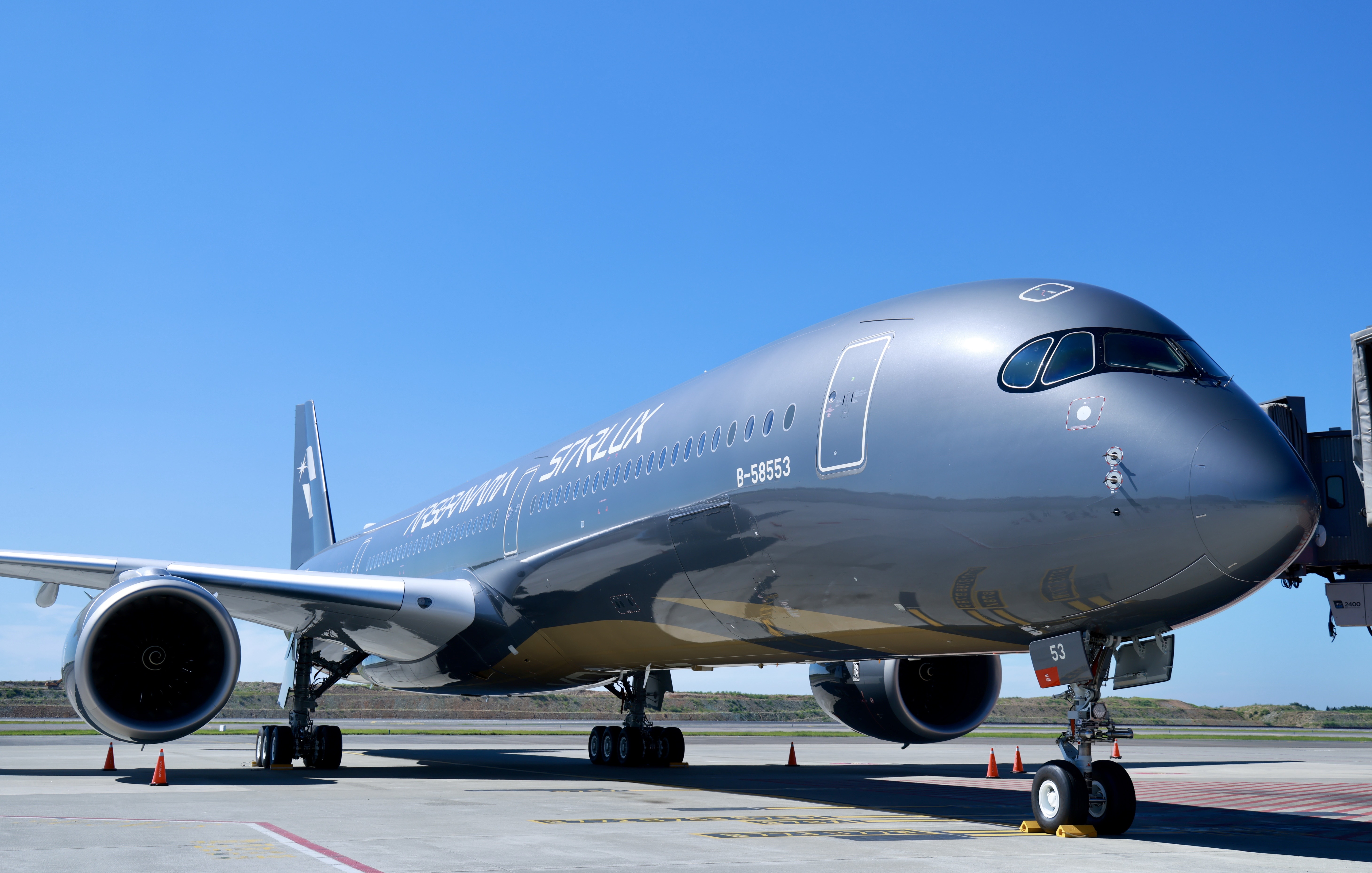 星宇航空與日本藝術家空山基合作，以機身編號B-58553的A350-1000客機作為創作載體打造「空山銀」。