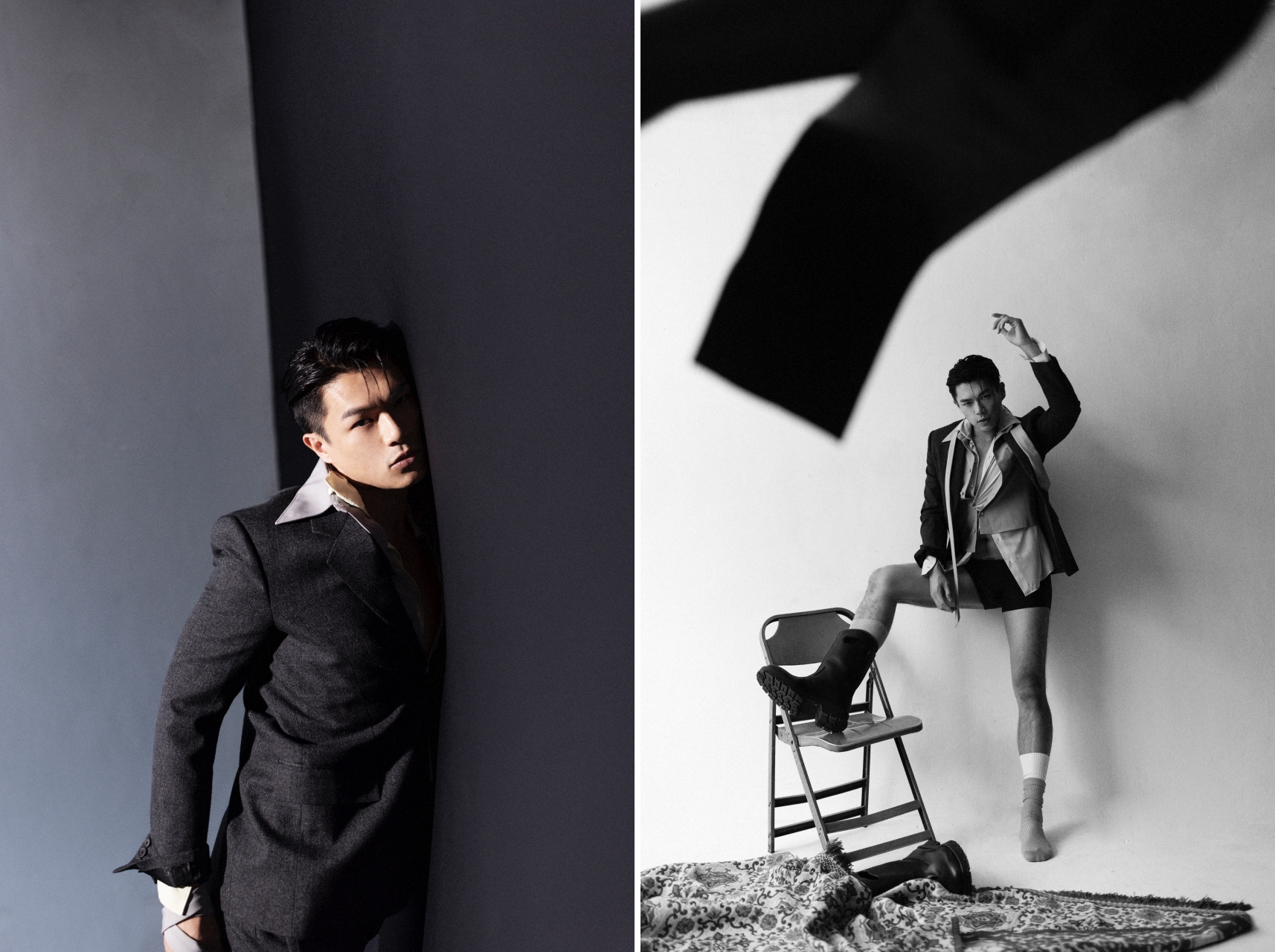 柯煒林是今年金馬影帝熱門人選，對每個角色他都用盡力氣。連此刻平面拍照，他也並不保留，甩開顧慮。