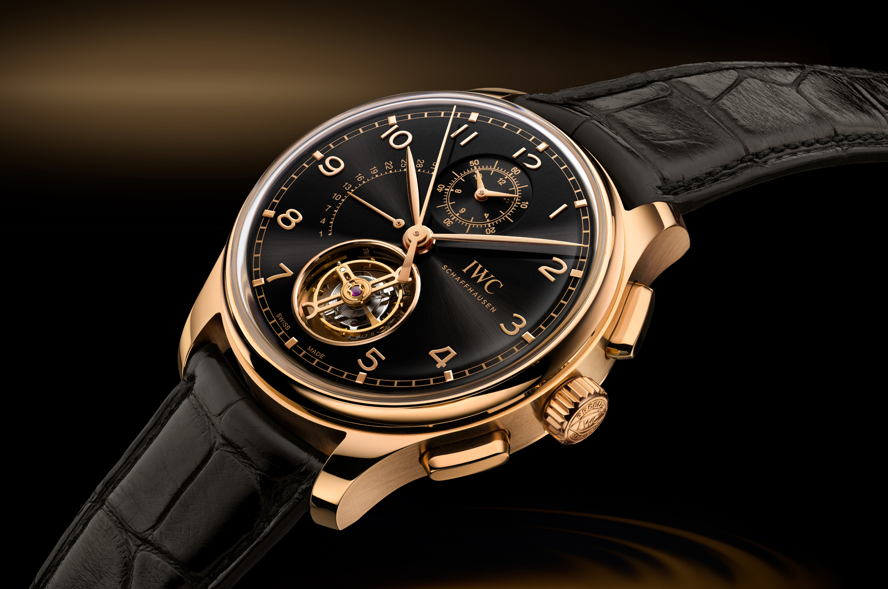 新錶2025/工程師的貴金屬複雜時計!IWC「葡萄牙系列18K Armor Gold®陀飛輪逆跳計時腕錶」