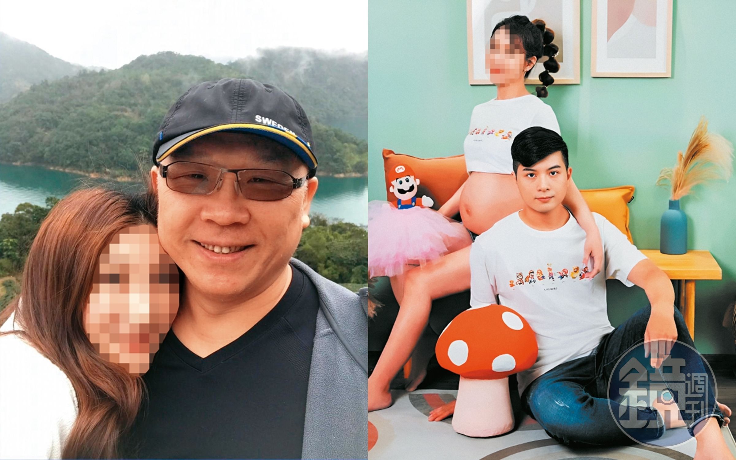 潘恒新(左圖男)與小三(左圖女)交往6年,對外以表兄妹相稱。C小姐(右圖女)生產前,張志名(右圖男)還與她拍寫真曬恩愛。(讀者提供)