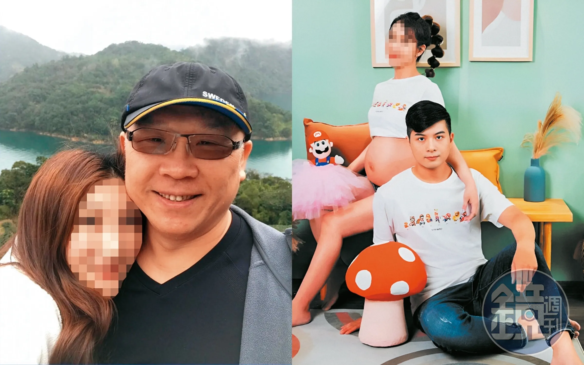 潘恒新（左圖男）與小三（左圖女）交往6年，對外以表兄妹相稱。C小姐（右圖女）生產前，張志名（右圖男）還與她拍寫真曬恩愛。（讀者提供）